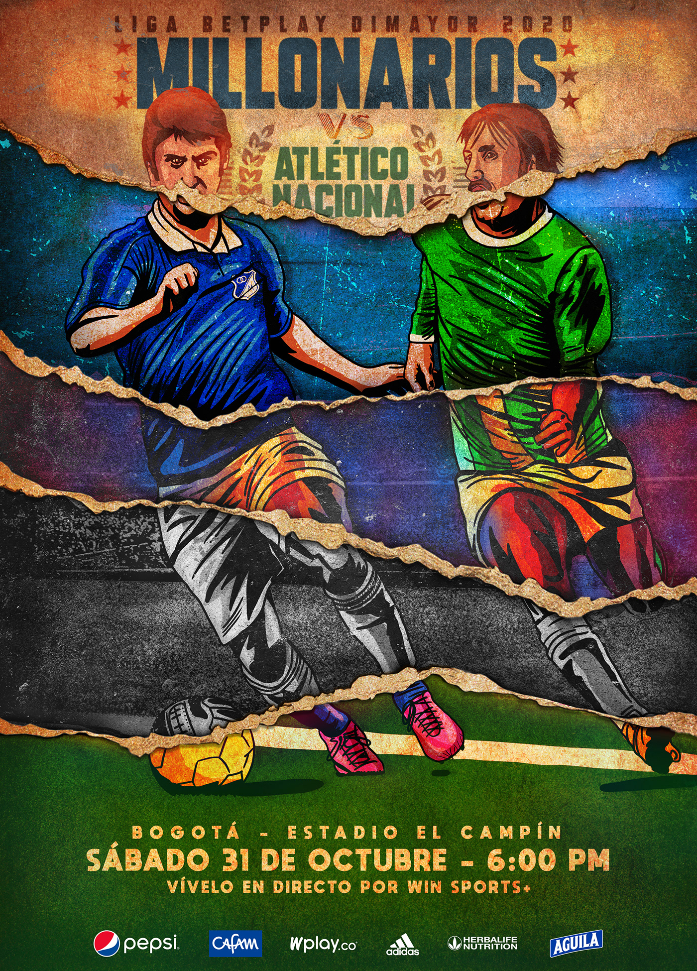 Advertising  colombia design football ILLUSTRATION  MILLONARIOS PLAY AGENCIA poster sport
