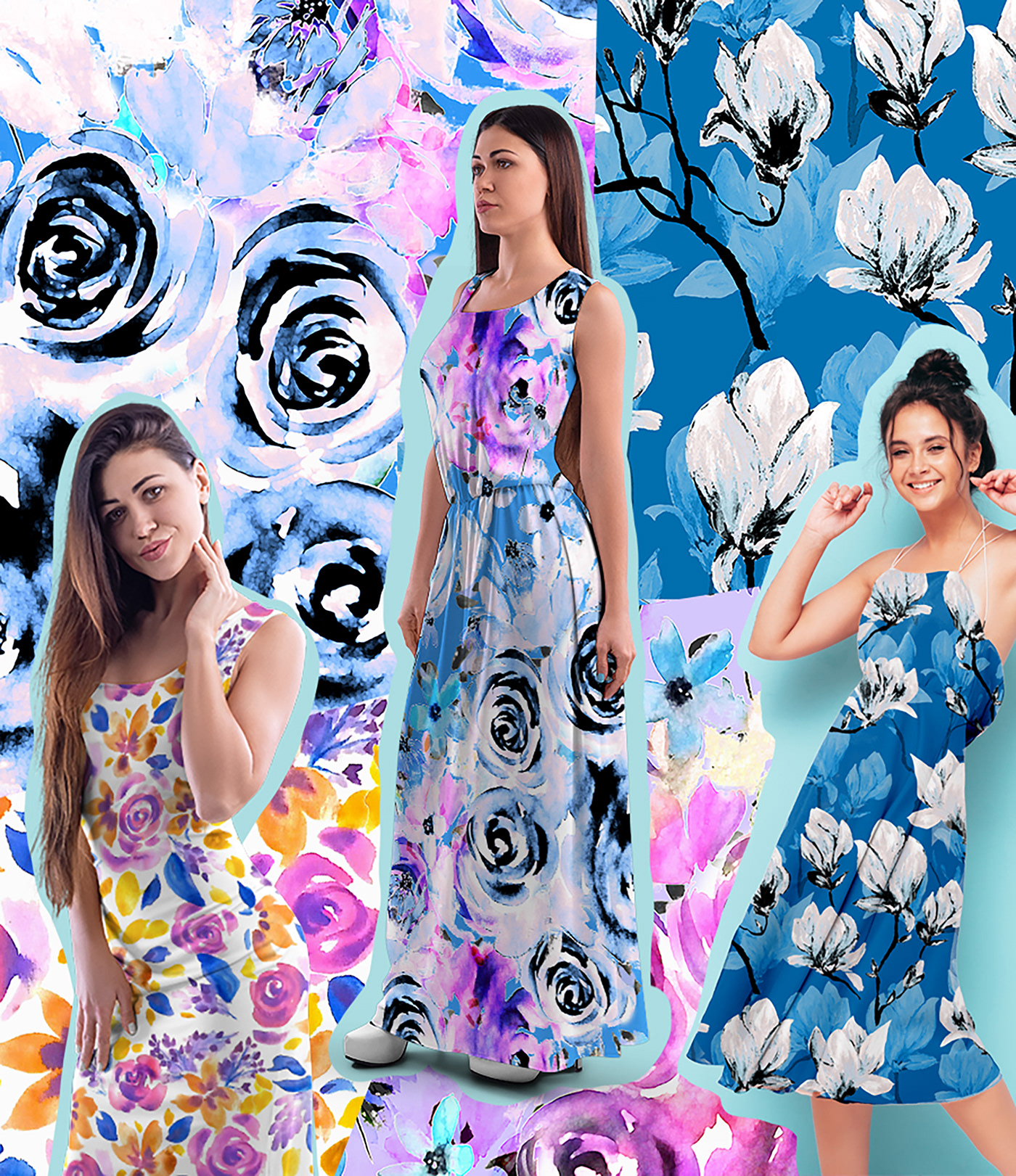 Clothing moda patterndesign fashion print fabric floral watercolor botanical