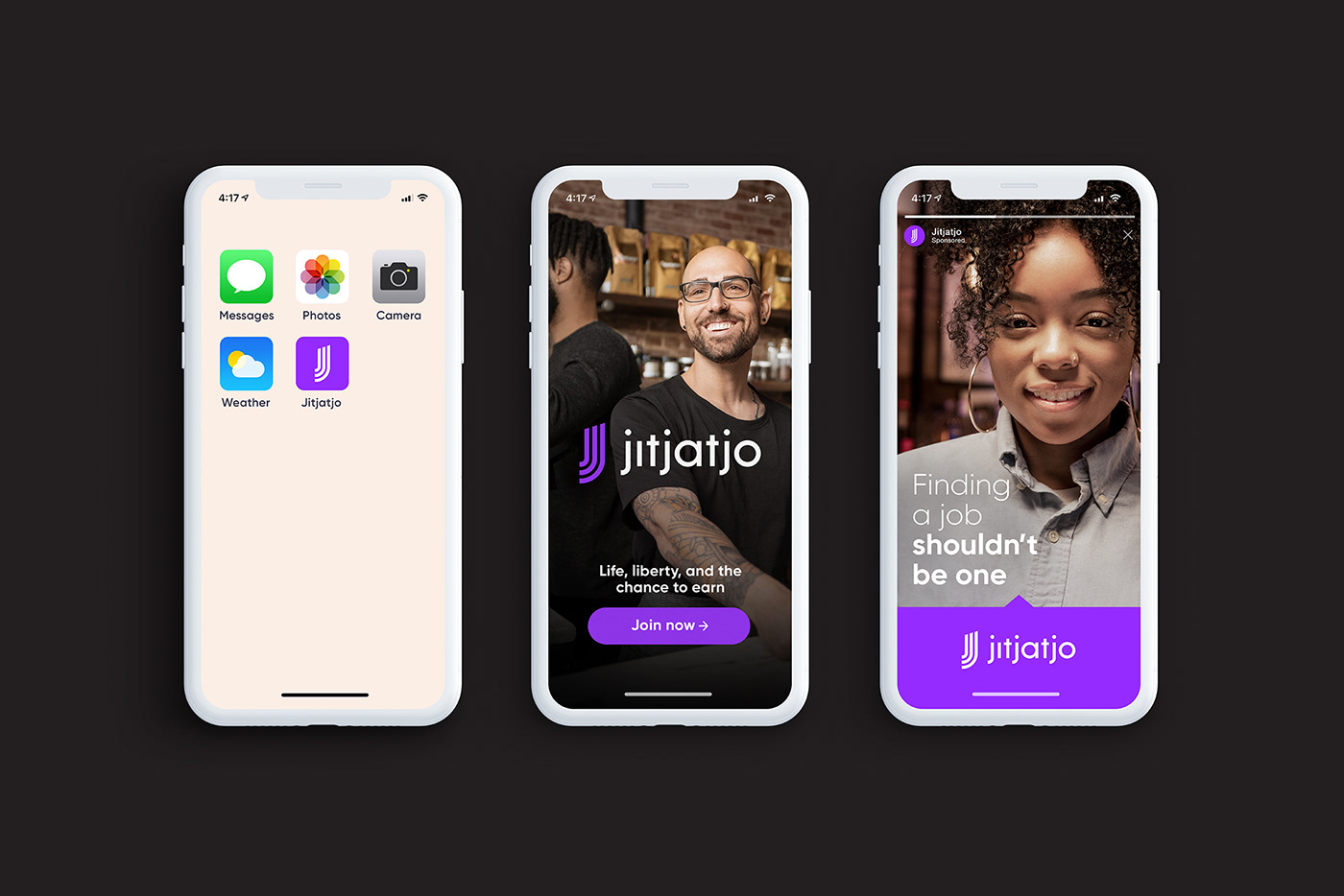 jitjatjo branding  design logo purple Mobile app digital nyc breel b-reel