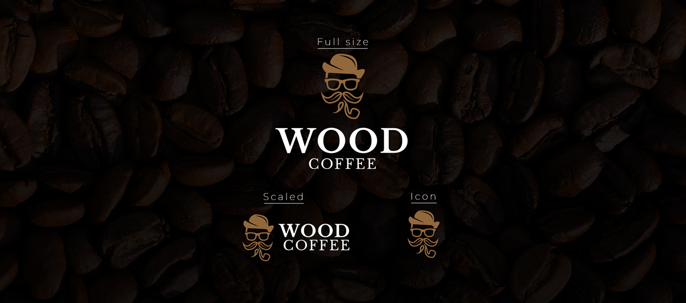 Coffee cafe logo Logotype wood Hipster mustache beard leontios sakellis