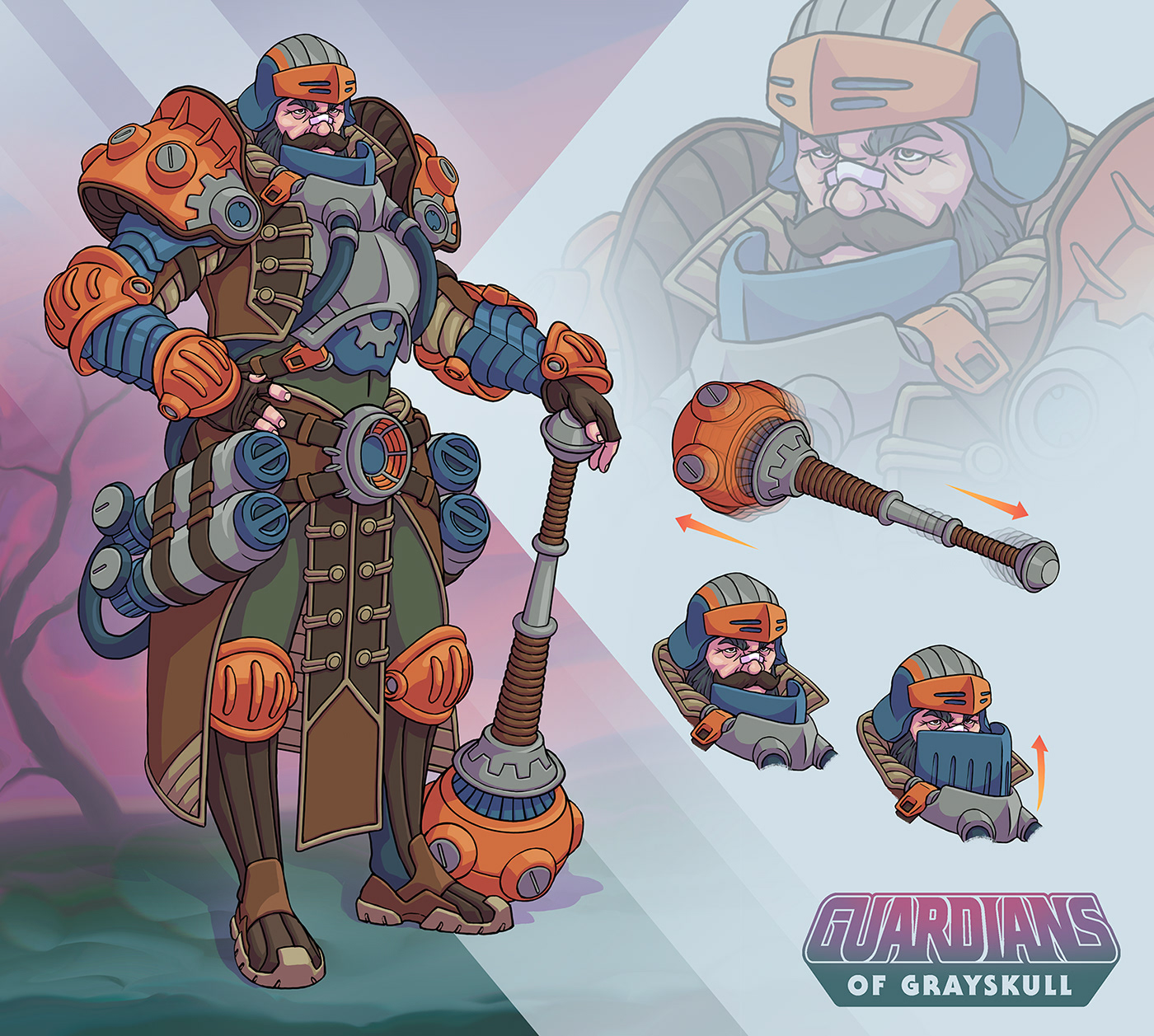 animation  Character design  concept art guardians of grayskull he-man Man-at-arms Masters of the Universe motu redesign toys