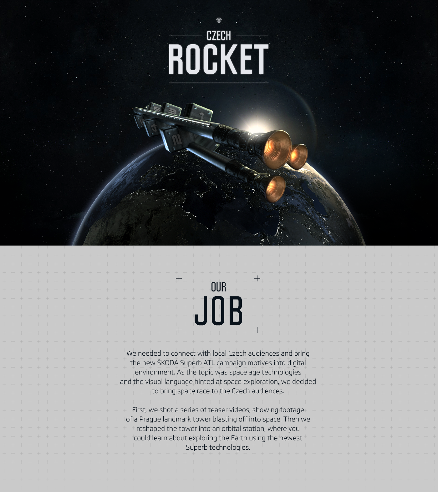 Skoda Czech rocket Space  Webdesign deep planet 3D lift engine motion train vfx CGI HUD