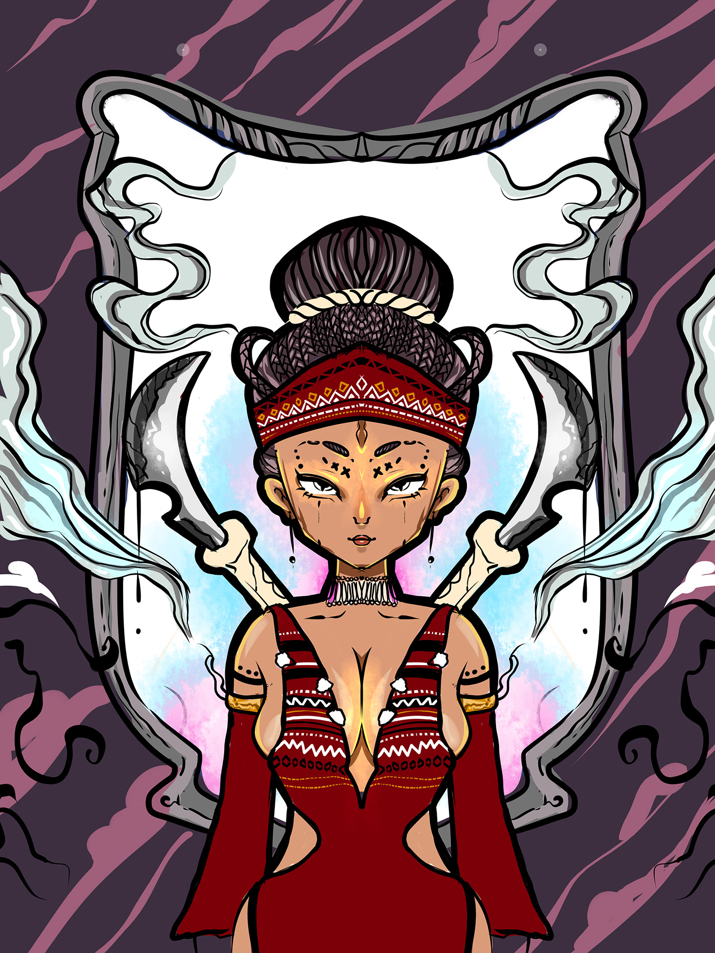 artwork batak cultur draw Drawing  Ilustração Indoensia Indonesian Culture Magical Girl tribal