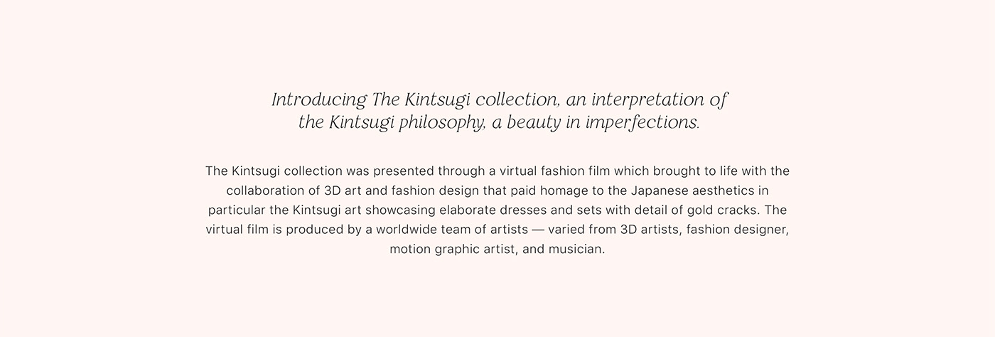 animation  Clo3d fashion design fashion editorial japanese Kintsugi textile virtual fashion Fashion  metaverse