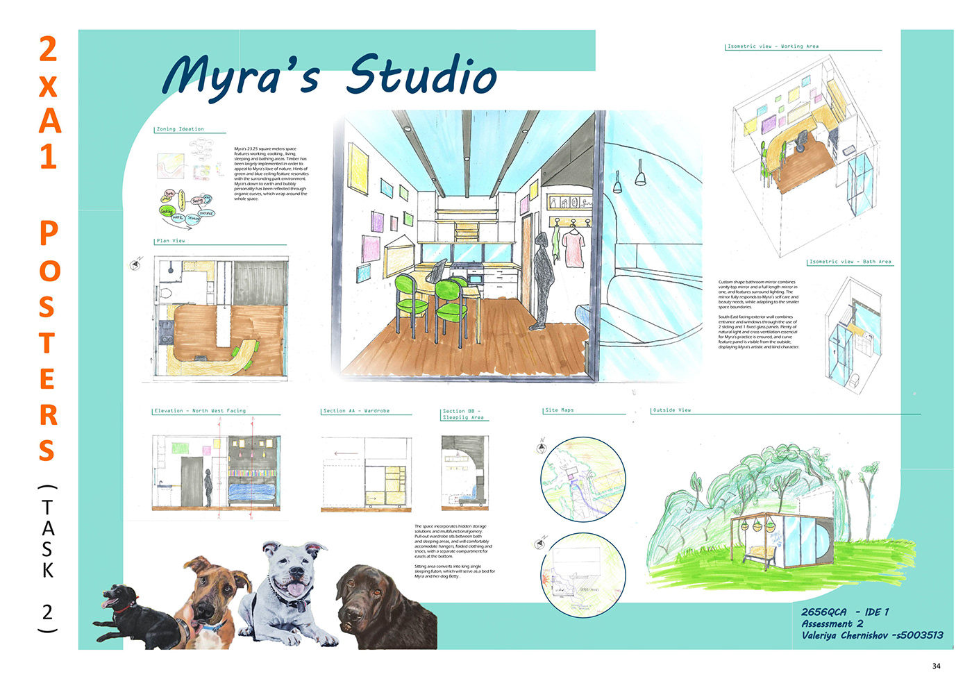 interior design  tiny house muti-functional space art studio interiority hidden storage manual drafting