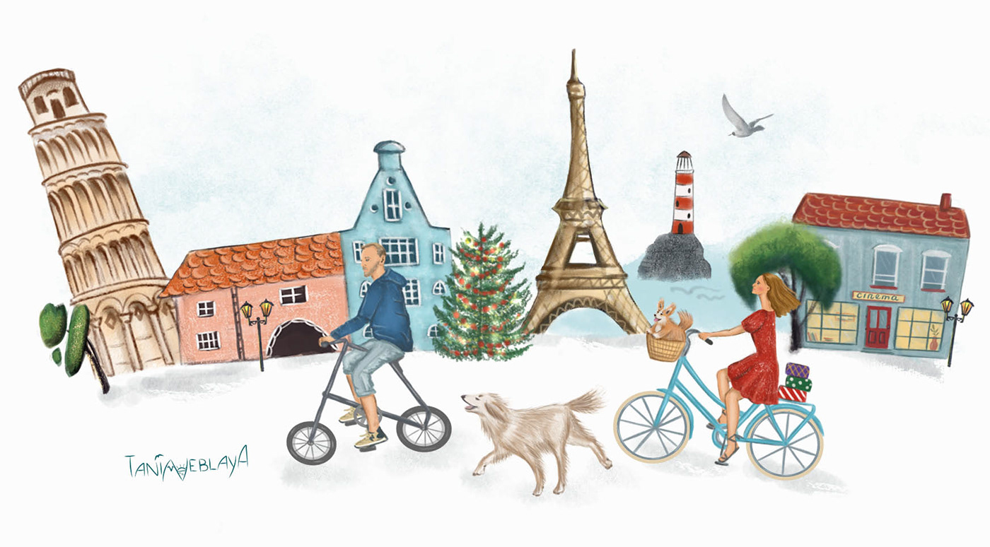 Bicycle boy cups design design illustration Digital Art  funny gift design gifts girls voyage