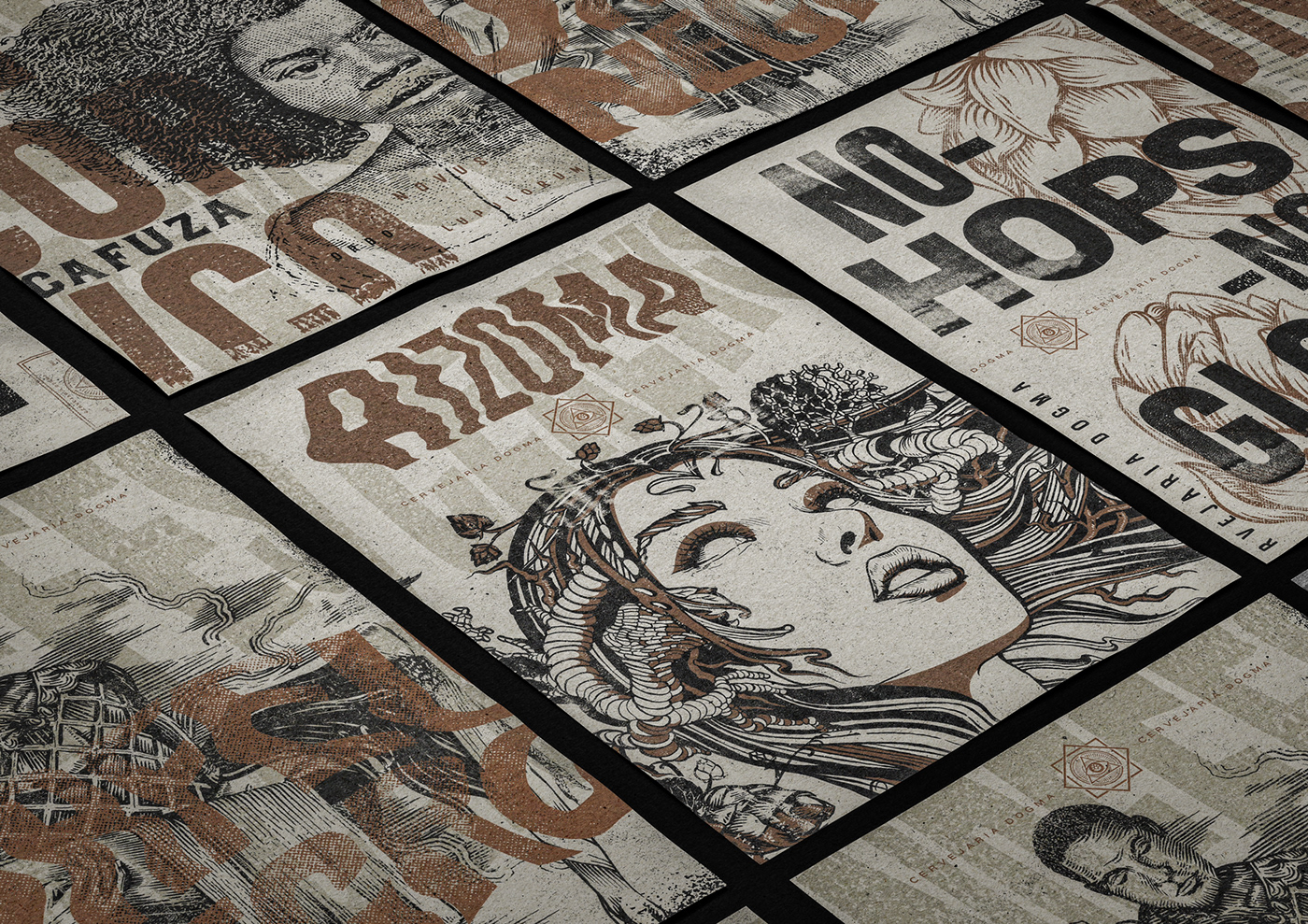 Dogma craft beer beer Dogmatic Cafuza poster posters copper black and white ILLUSTRATION