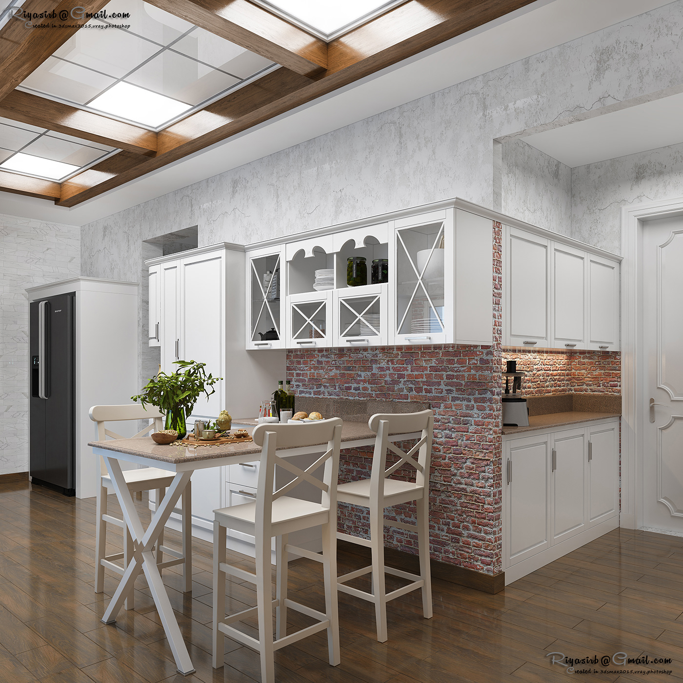 Interior 3dsmax Render vray dubai modern CG kitchen White corona