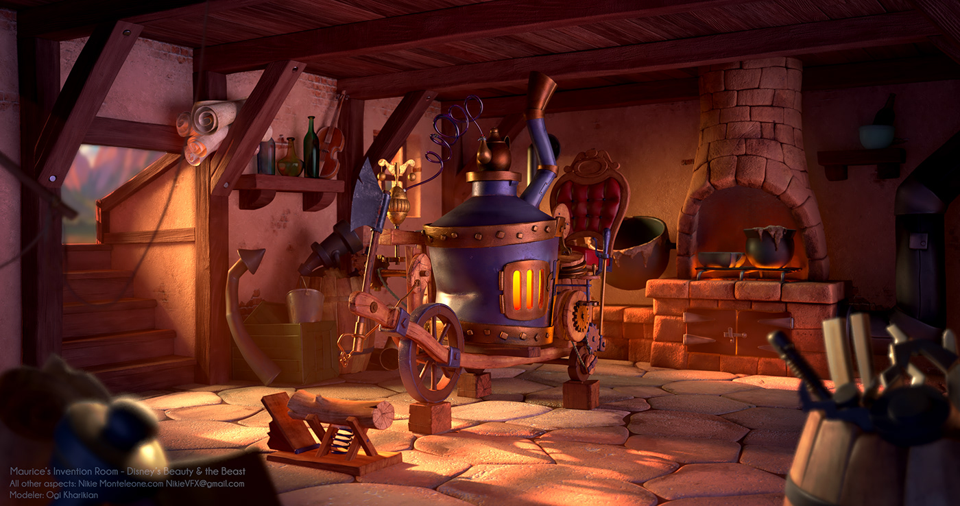 beauty and the beast disney environment invention lighting Maya night substance Substance Painter sunset