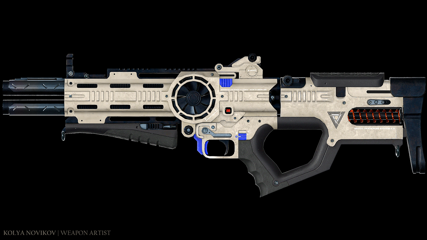 3D 3d modeling blender Render Weapon Gun gameready lowpoly props sci-fi