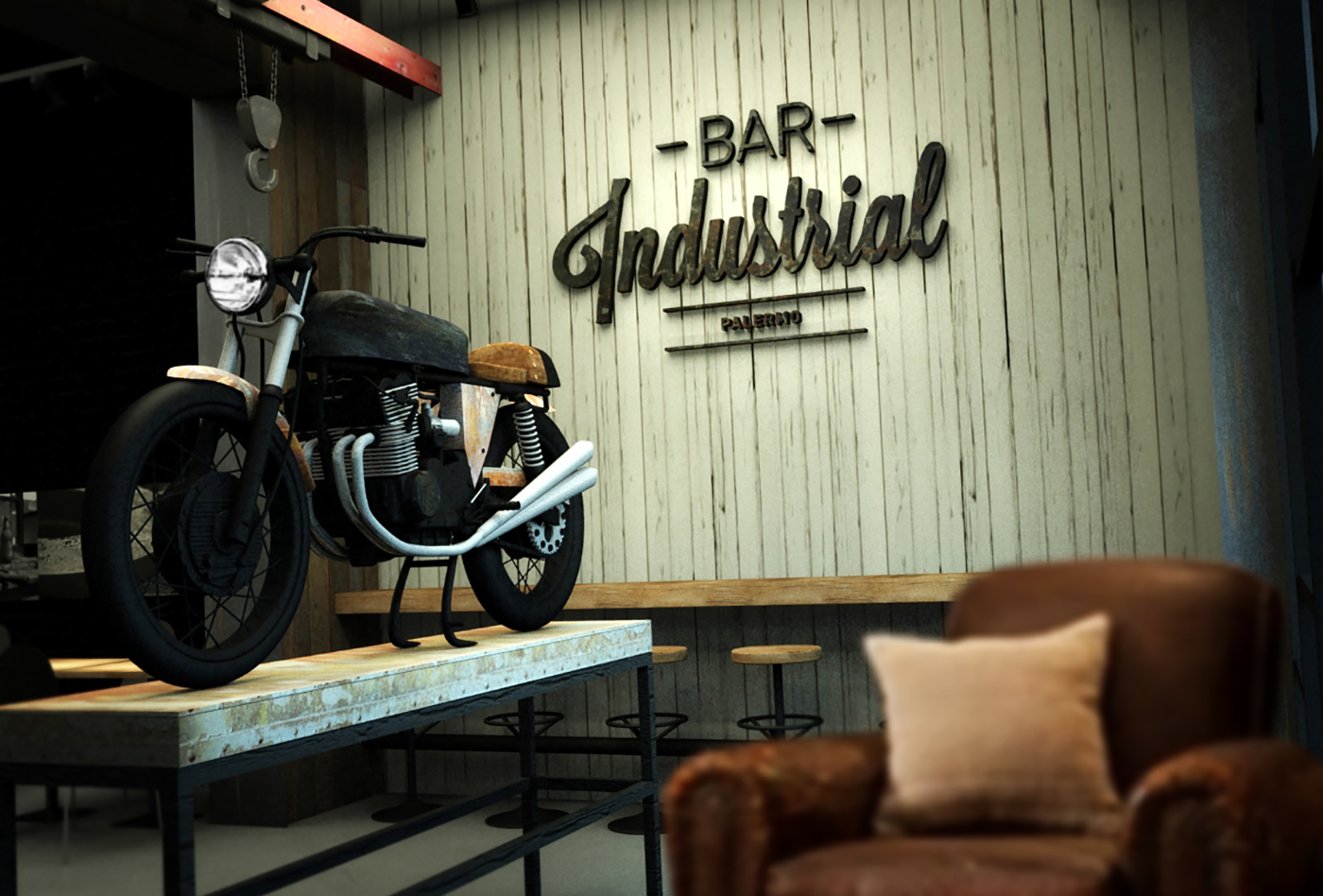 logos logo identity bar garage Motos cafe racer industrial leather motorcycle