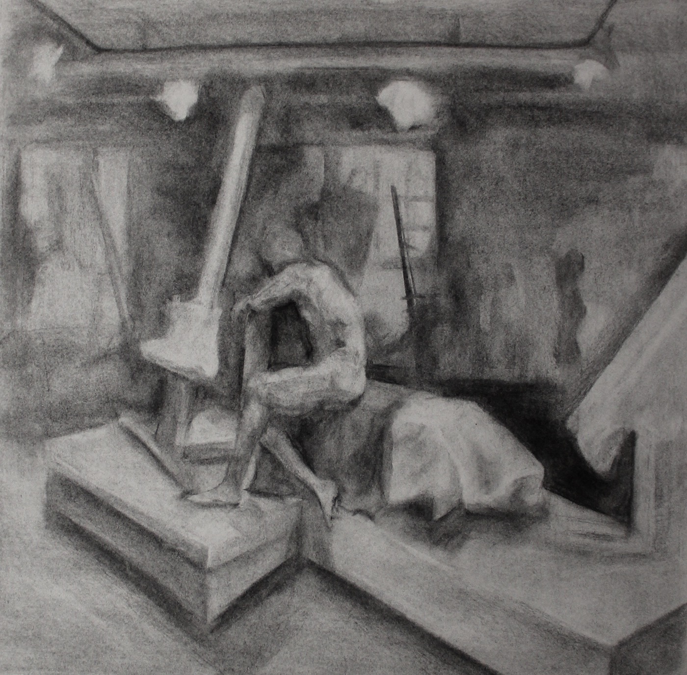 Foundation Year panorama Figure Drawing charcoal