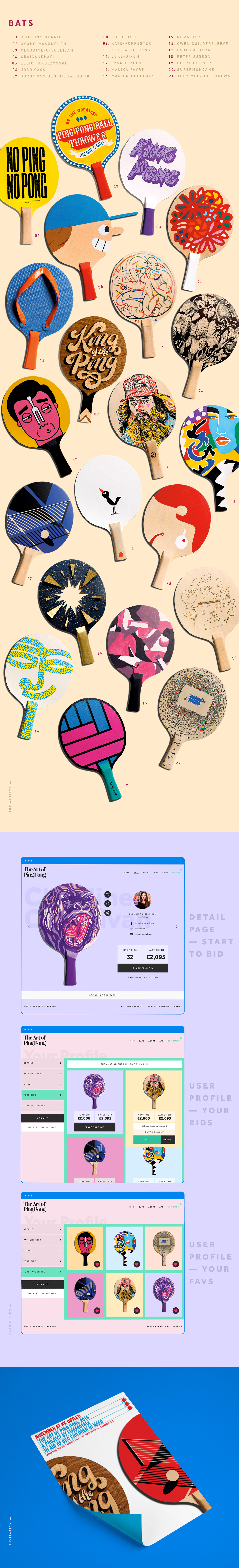 ping pong bat Website app colours flat Responsive inspiration charity beacons illustrations