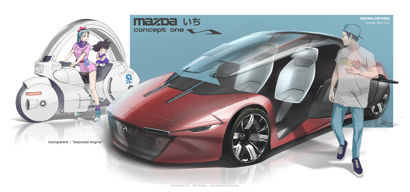car design Automotive design industrial design  ISD car sketch Photoshop Rendering mazda rx mazda concept mx
