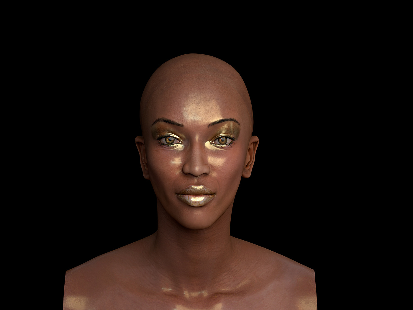 Naomi Campbell sculpting  head Vip model 3d art portrait woman face skin