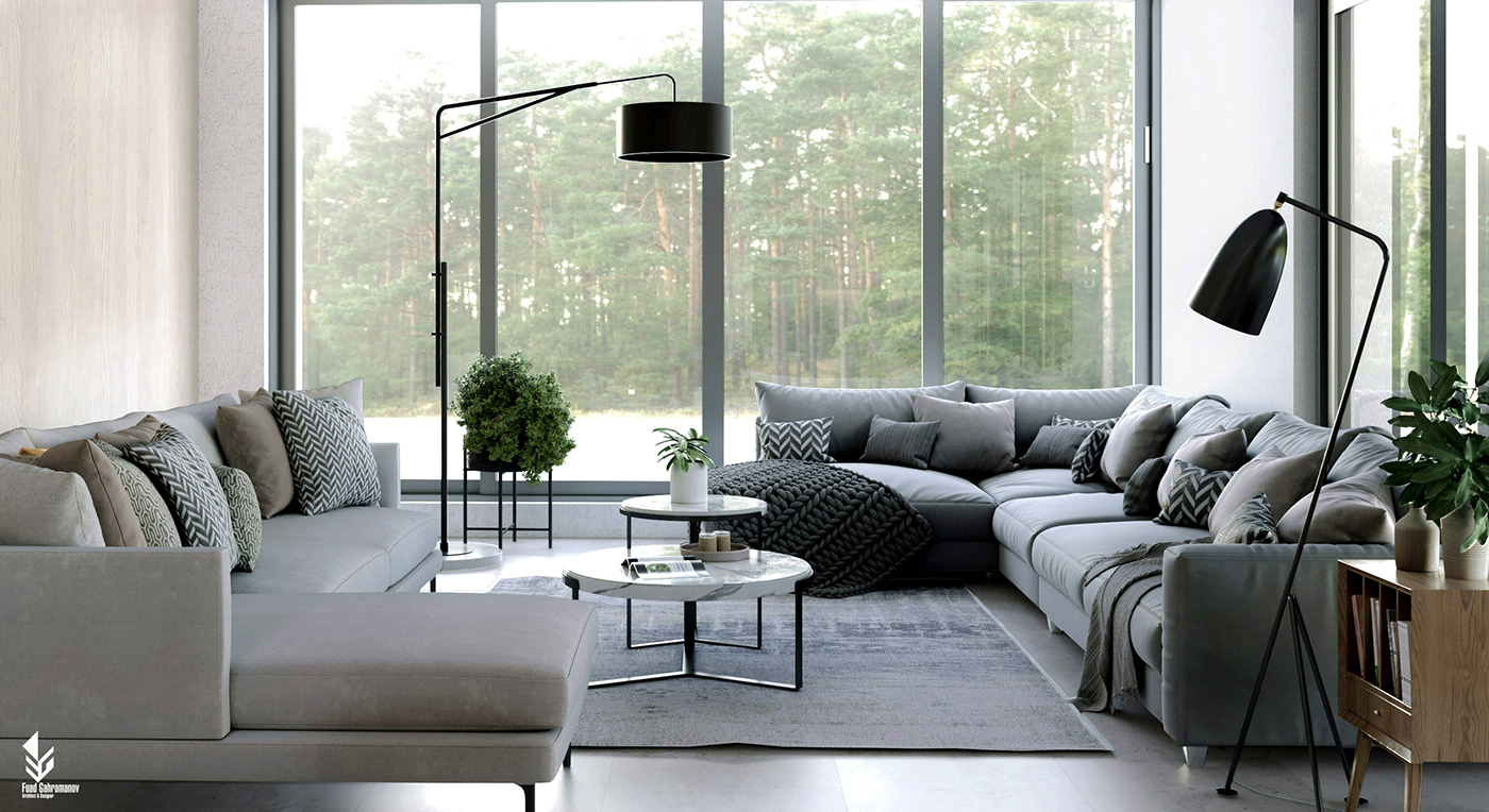 3ds max architecture Interior interior design  living room minimal modern Render stairs visualization