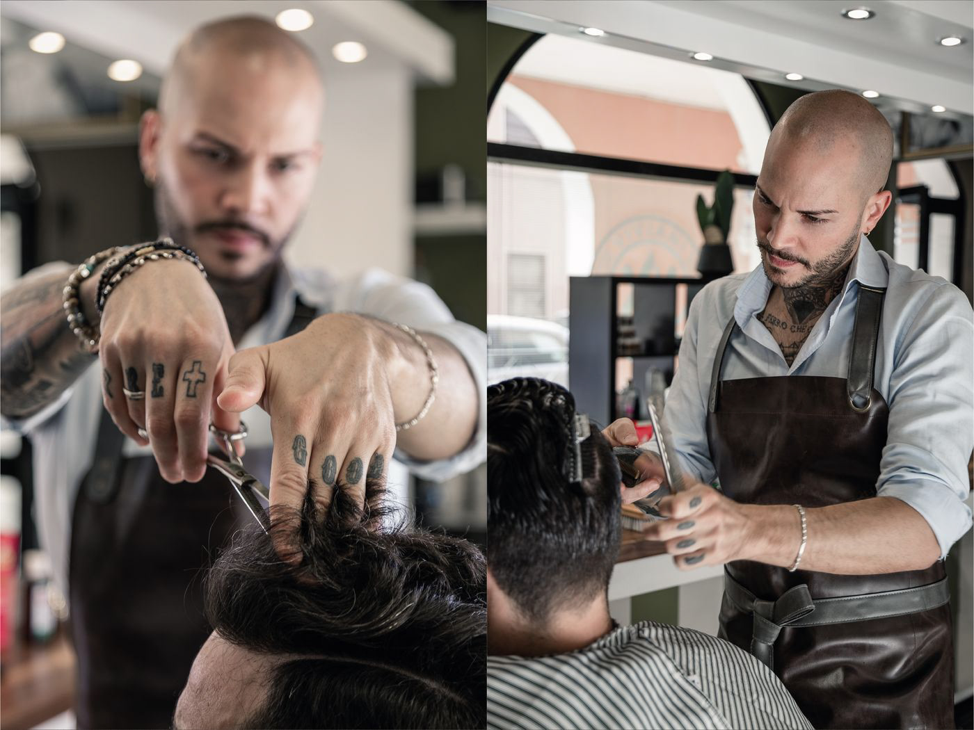 barber shop hairdresser Hairstylist Hair Salon coiffeur hair stylist hairdressing modern tattoo AV Monogram