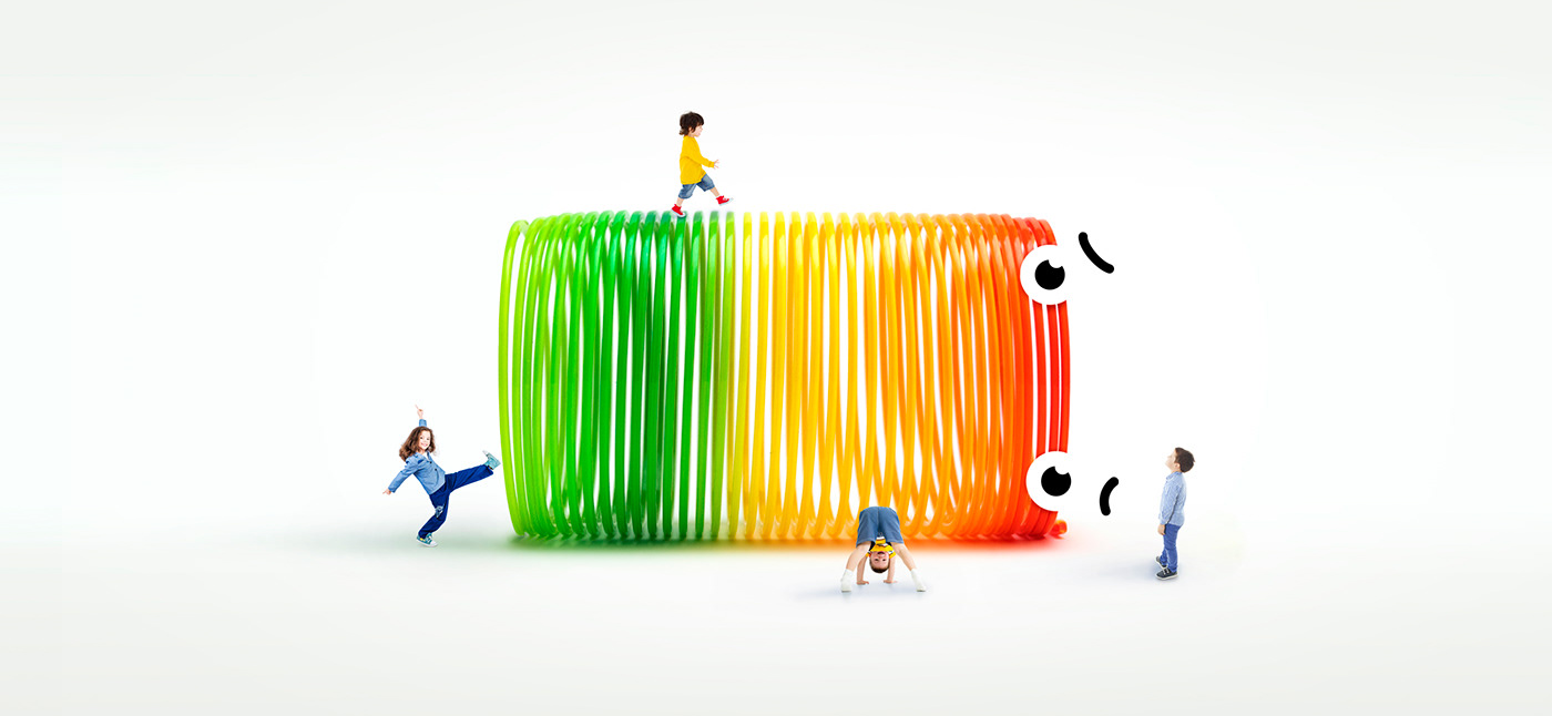 slinky camp kids rainbow branding  Character identity navigation Raduga toy