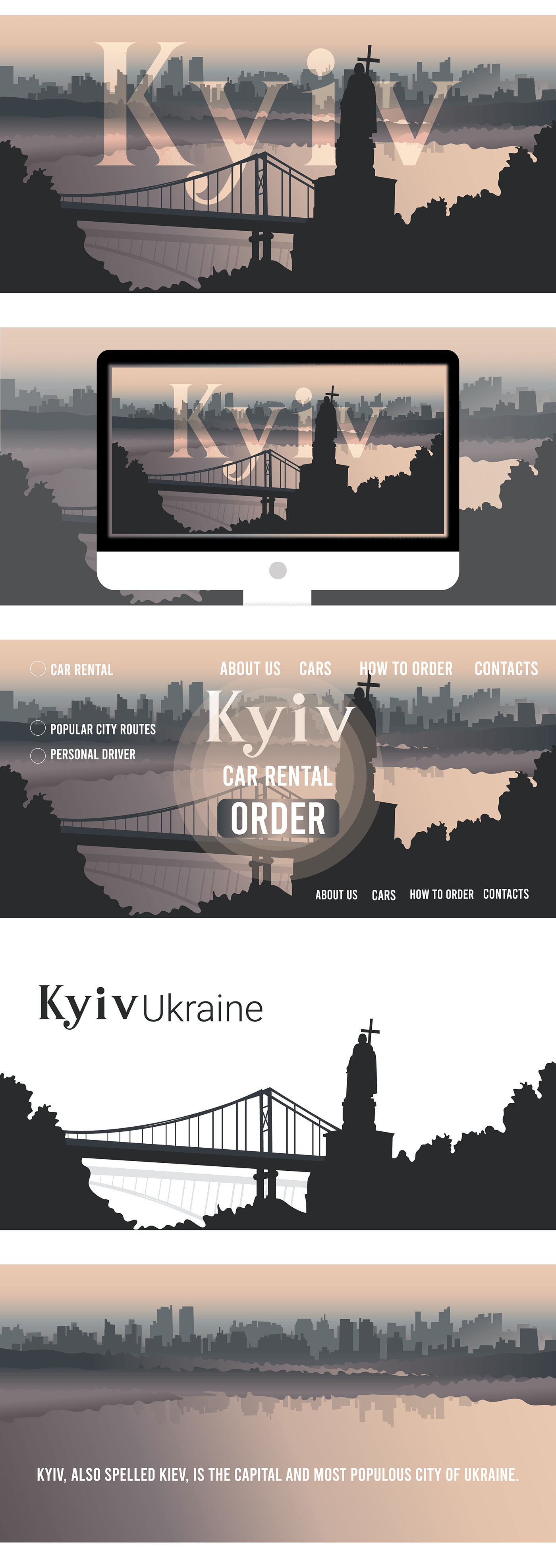 Kyiv ukraine Silhouette art Landscape Travel city Urban architecture