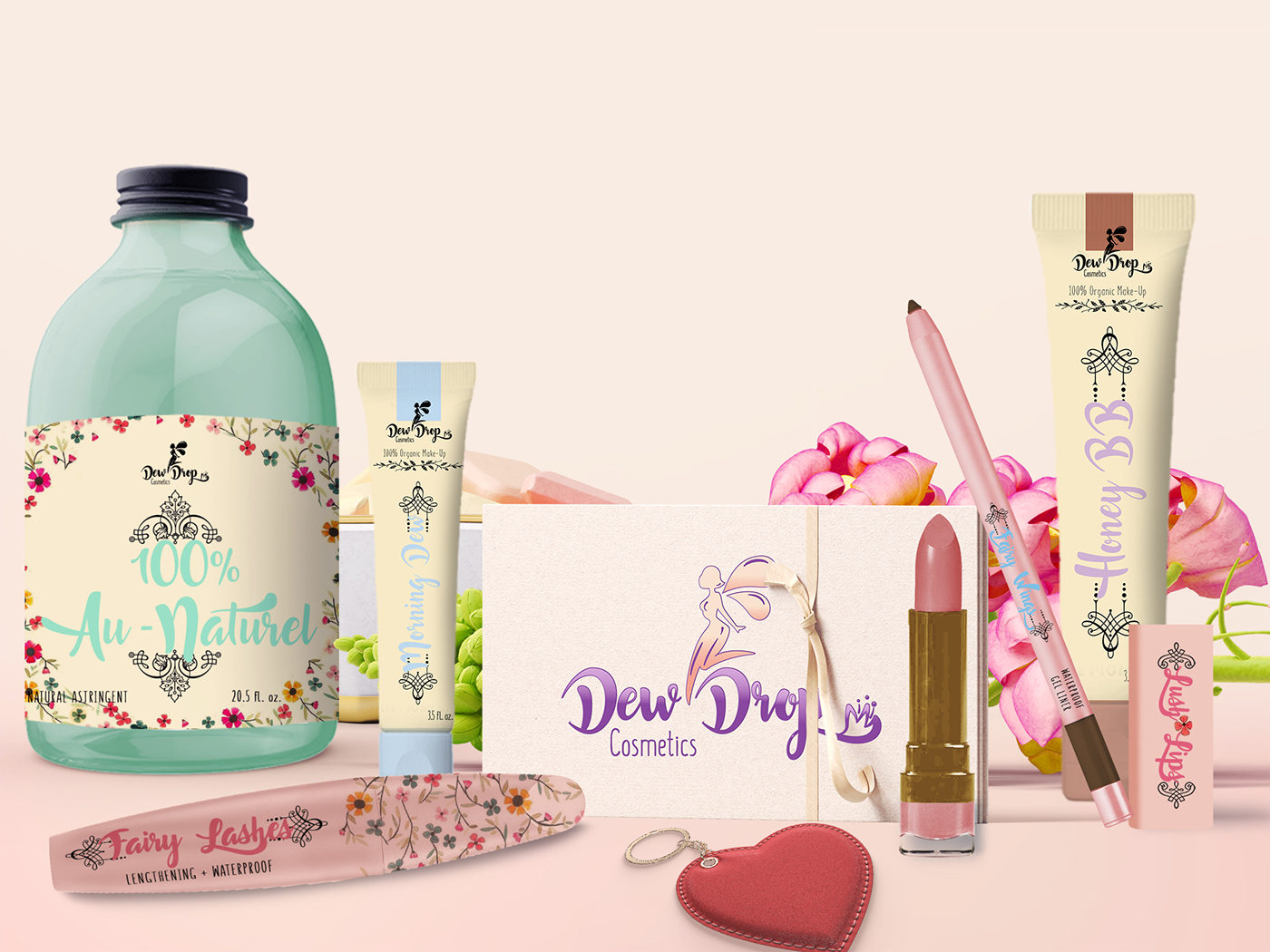 logo Packaging drop beauty Health Flowers natural brand cosmetics makeup