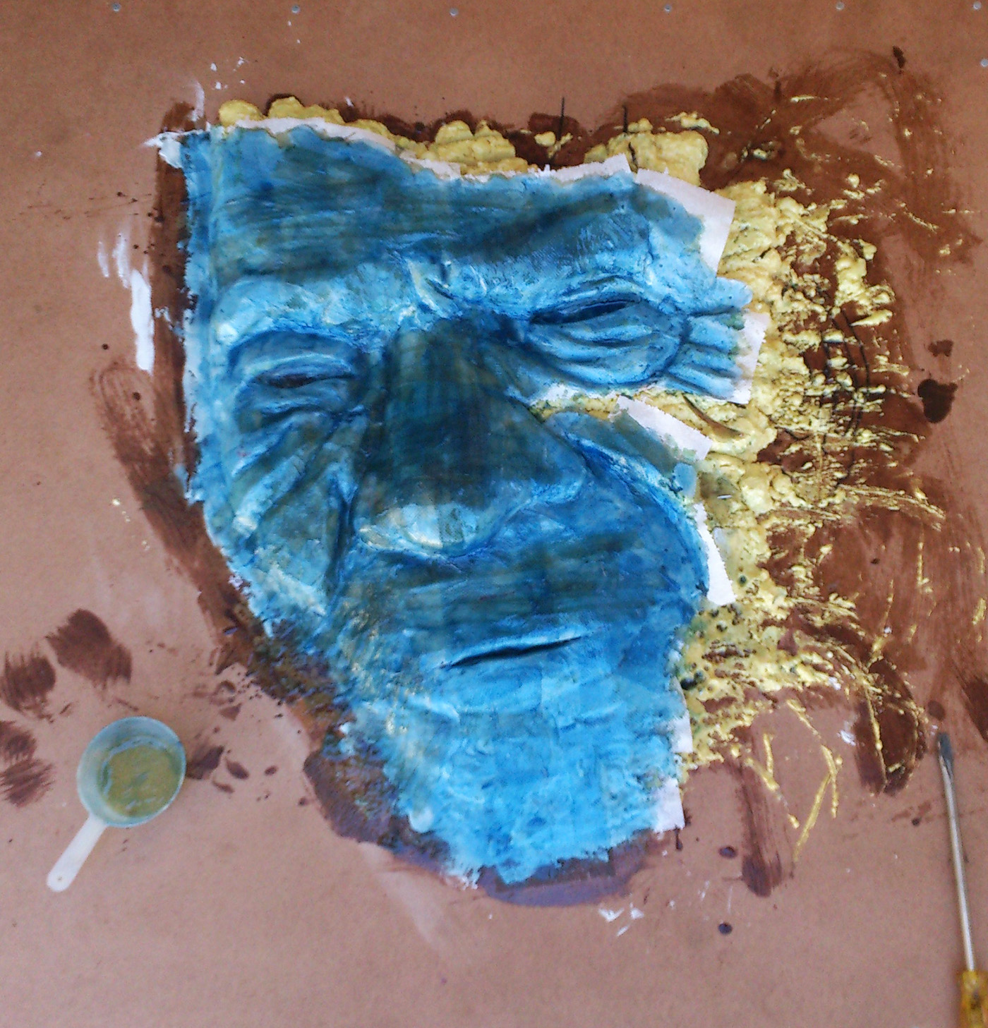 bushman mixed media Foam Board painting   resin acrylic foil african