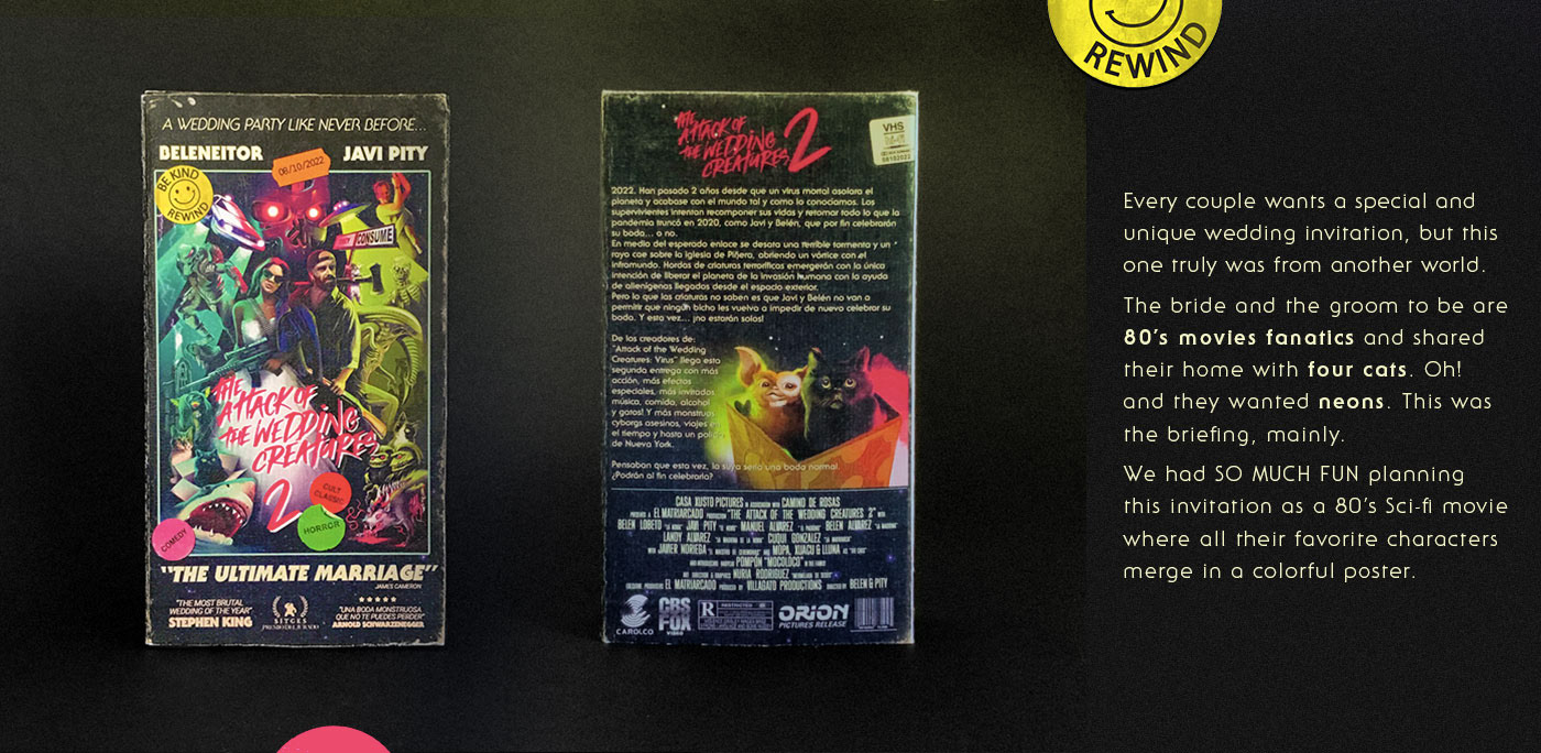80s alien alternative movie poster Invitation neon Scifi vhs wedding wedding invitation zombies