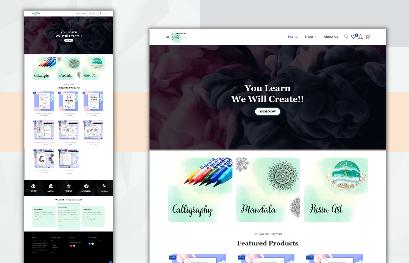 Calligraphy   customized products Ecommerce Mandala resin Website