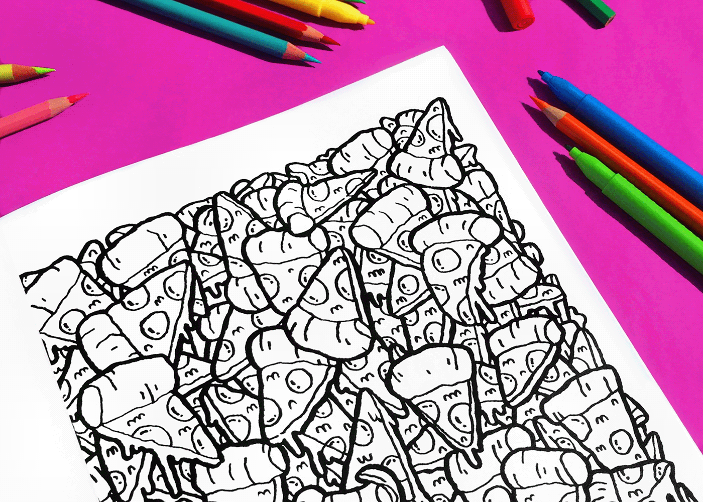 coloring book doodle libro para colorear kawaii cute pastel neon