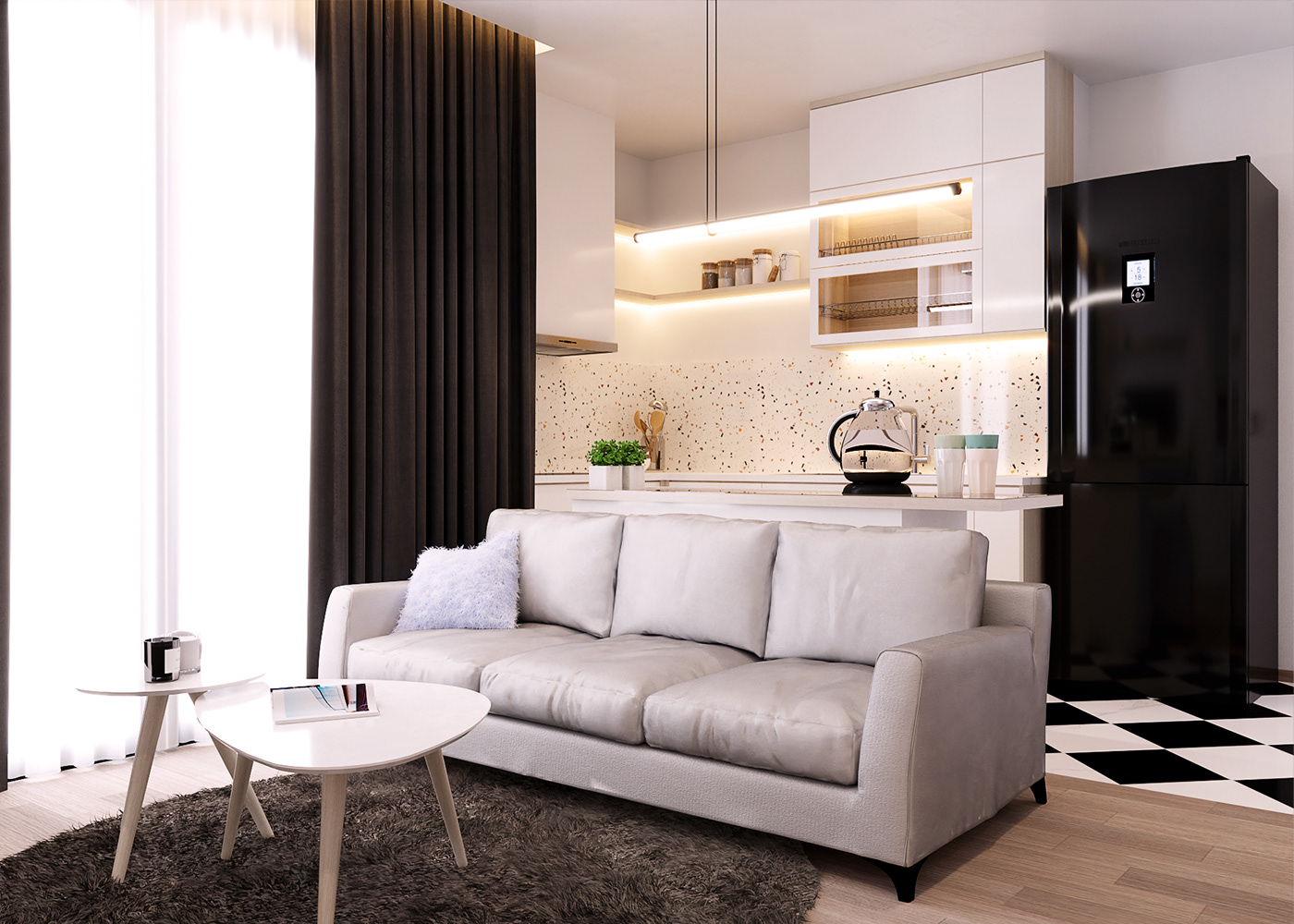 3D altar apartment architect architecture Interior interior design  interiordesign kitchen livingroom