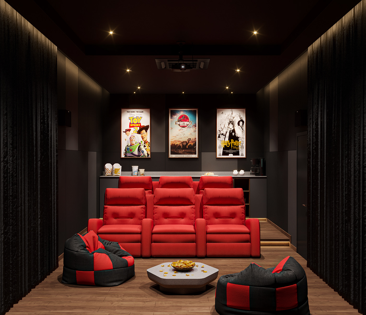 3D architecture archviz CGI design Interior visualization Netflix Theatre Render