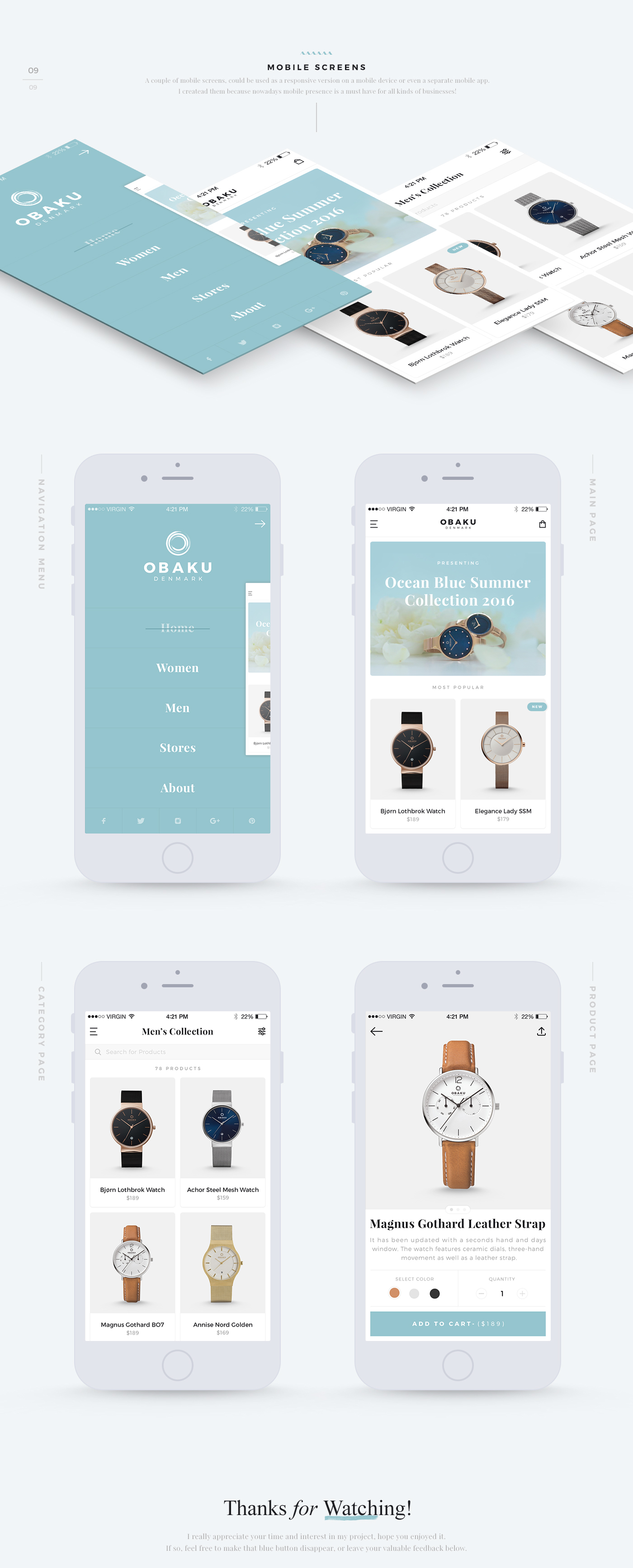 Website redesign obaku watch shop Ecommerce ui ux Denamrk  interaction inspire