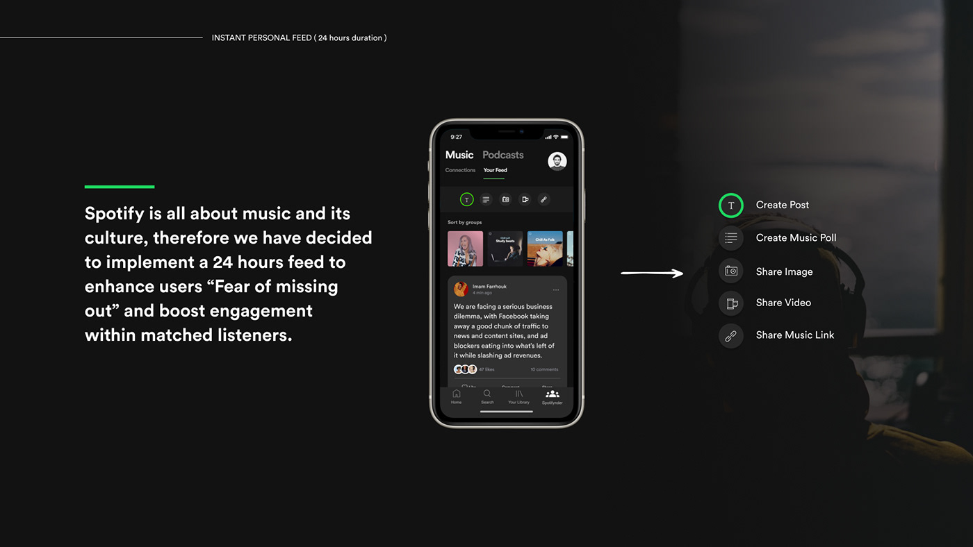 D&AD music app redesign social spotify ux Case Study Figma user journey