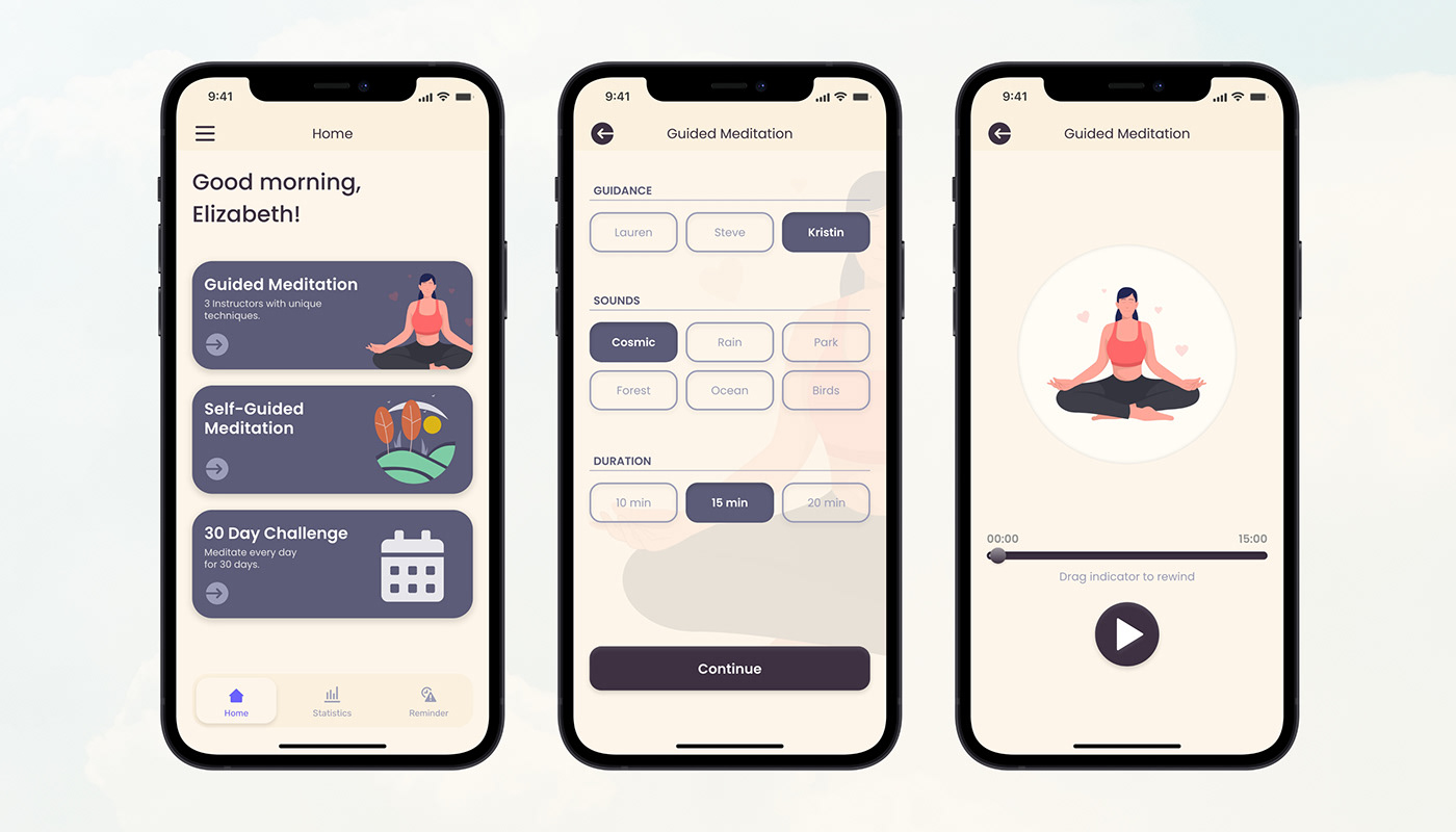 design meditation Mobile app ui design UI/UX user interface
