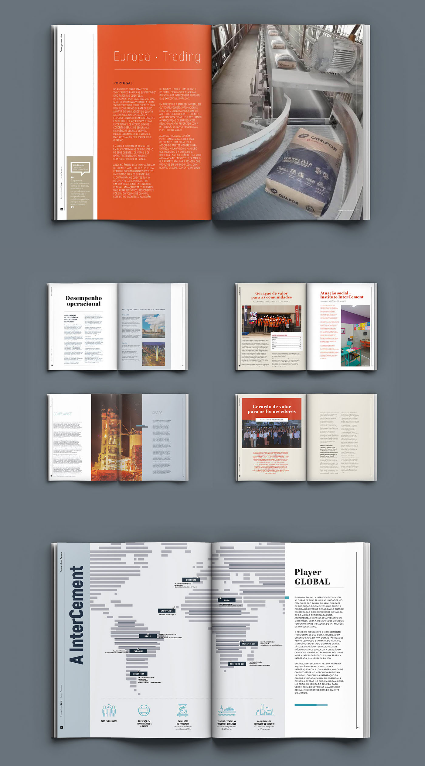 editorial editorial design  annual report Relatório Anual intercement cimento revista magazine mag
