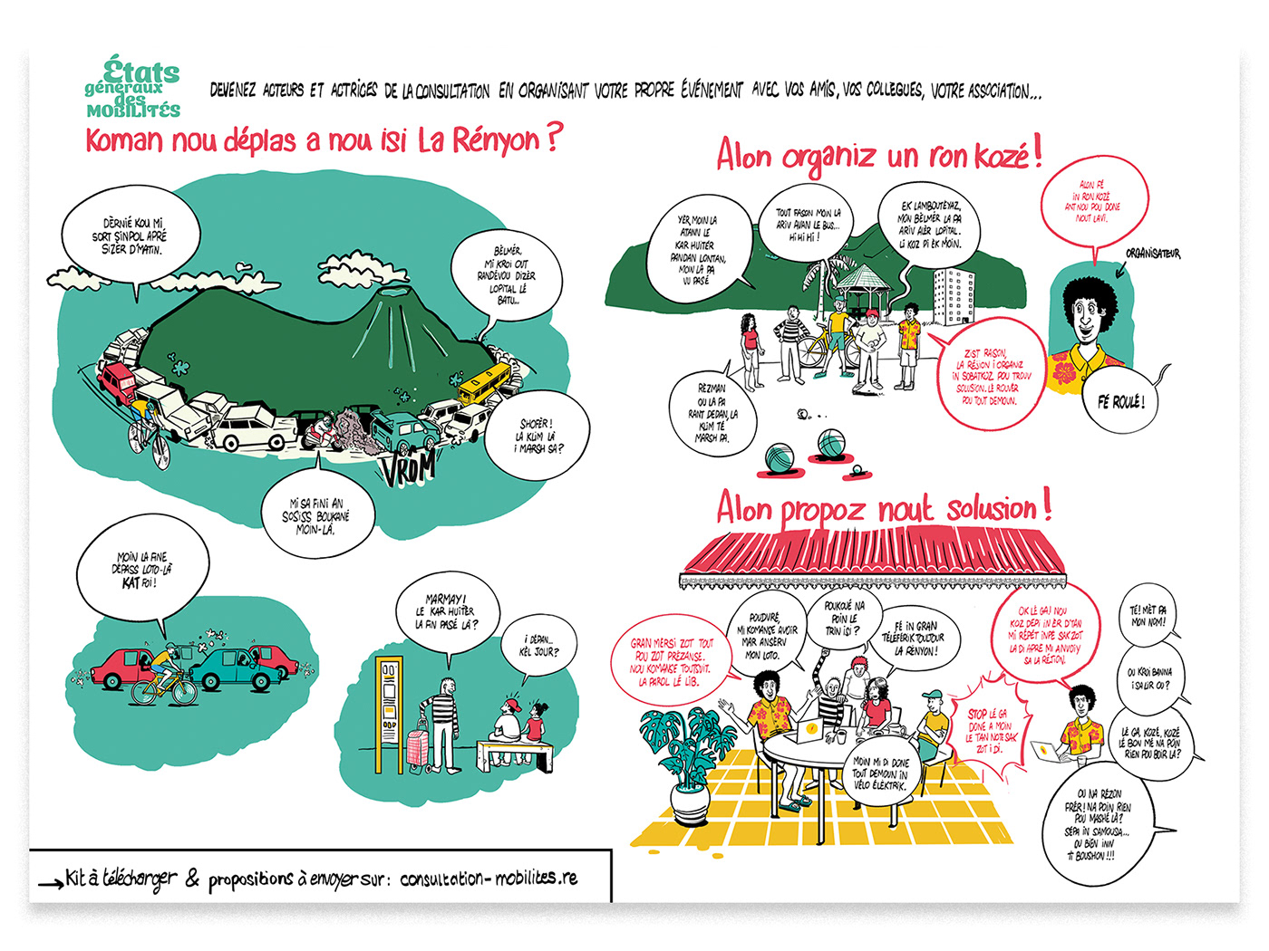 bande dessinée comic artwork projet regional la réunion reunion island Transport en commun bus