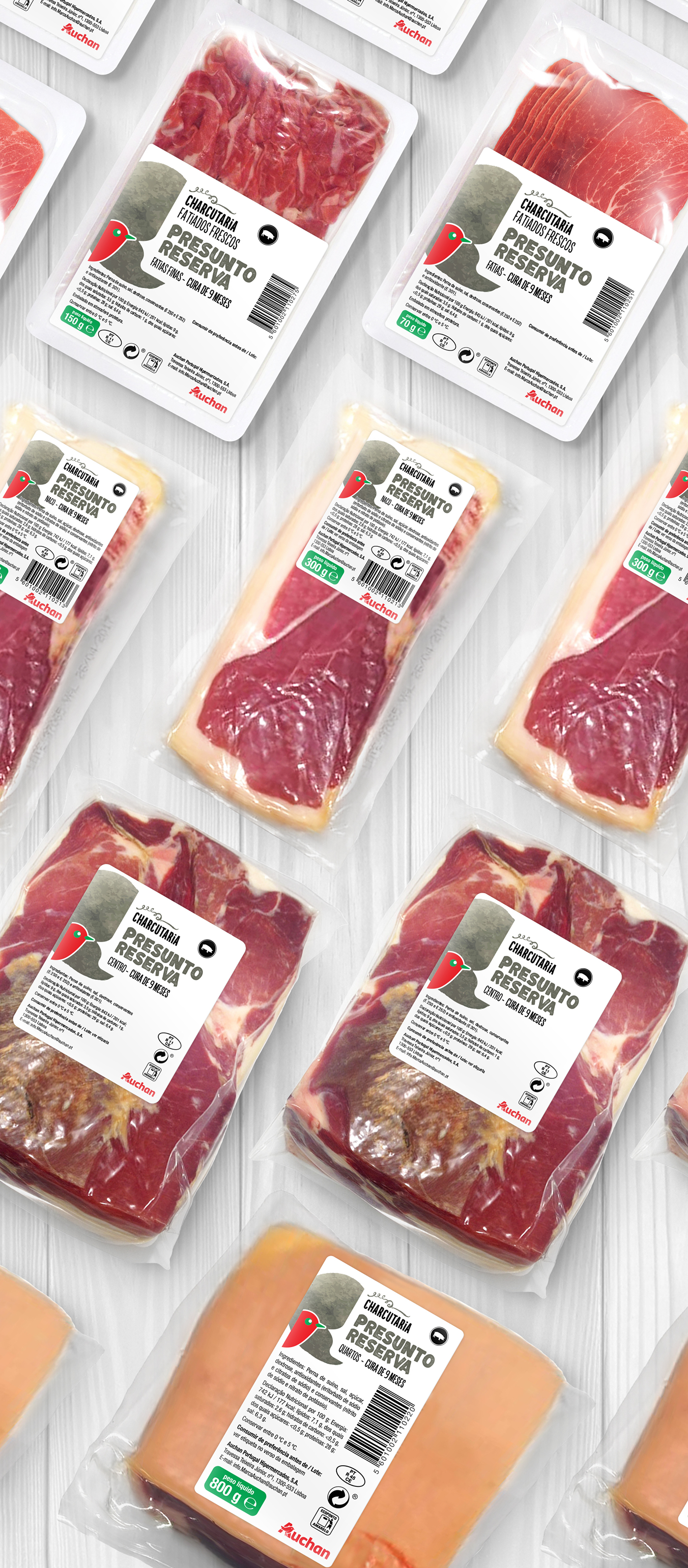 Label print Packaging ham Gammon Auchan branding  Jumbo pig