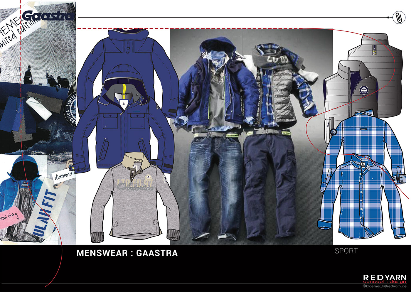 trend moodboard technical flats Colour Concept Graphic development presentation Menswear