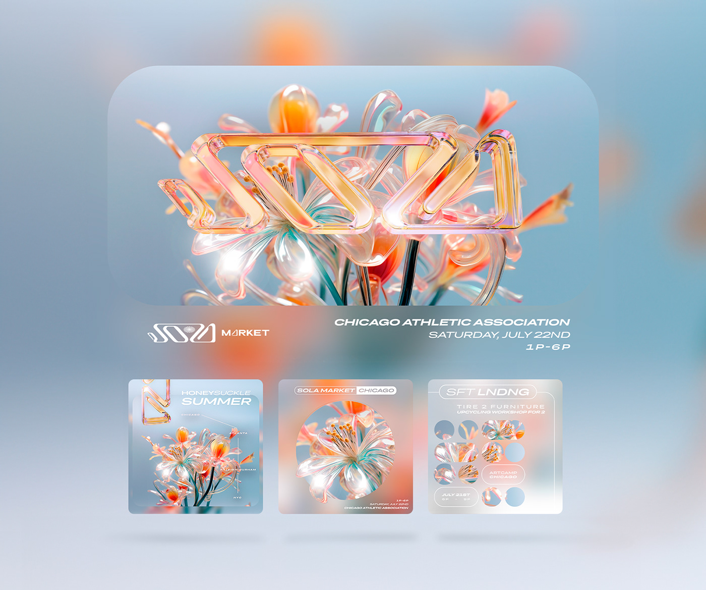 campaign art direction  Flowers 3D typography   blender summer Art Directions motion graphics 