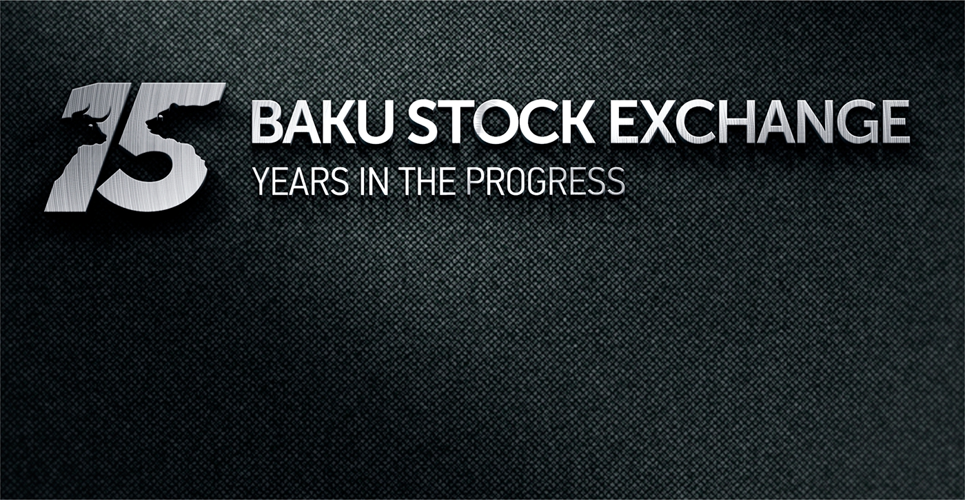 stock azerbaijan baku exchange money bear bull red black anniversary 15 YEARS Marja birja foundation numbers
