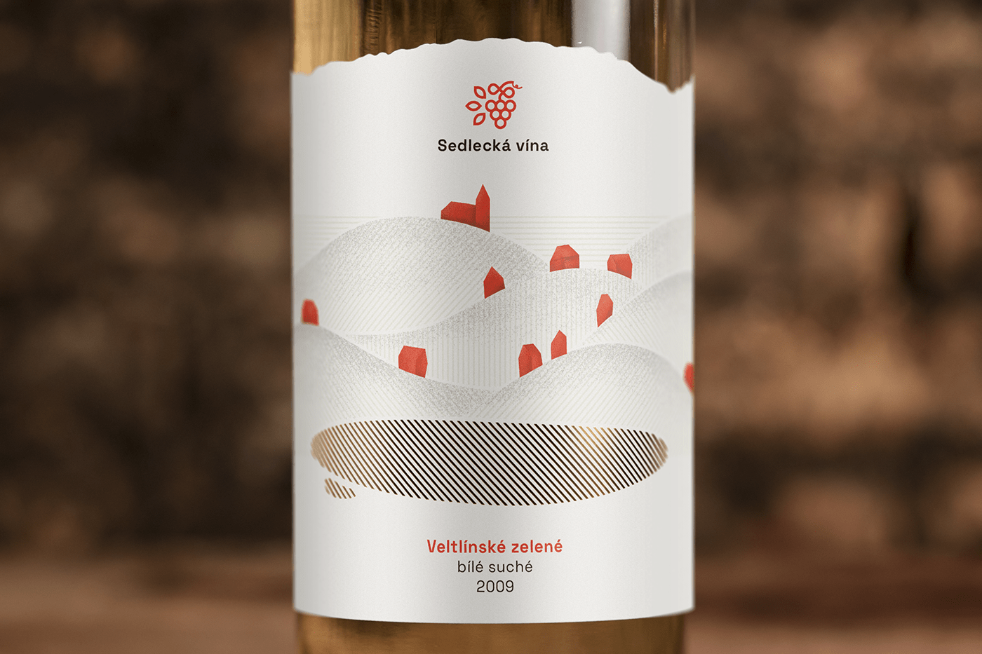 branding  design etiquette gold Label Landscape moravian package wine winery