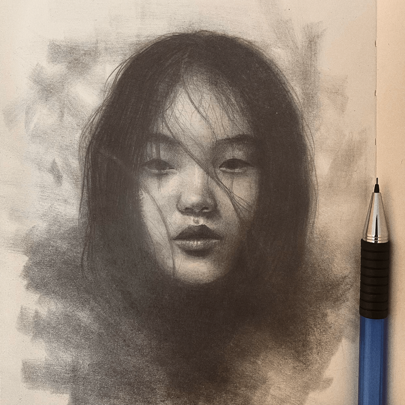 traditional body girl graphic ILLUSTRATION  pencil portrait sketch