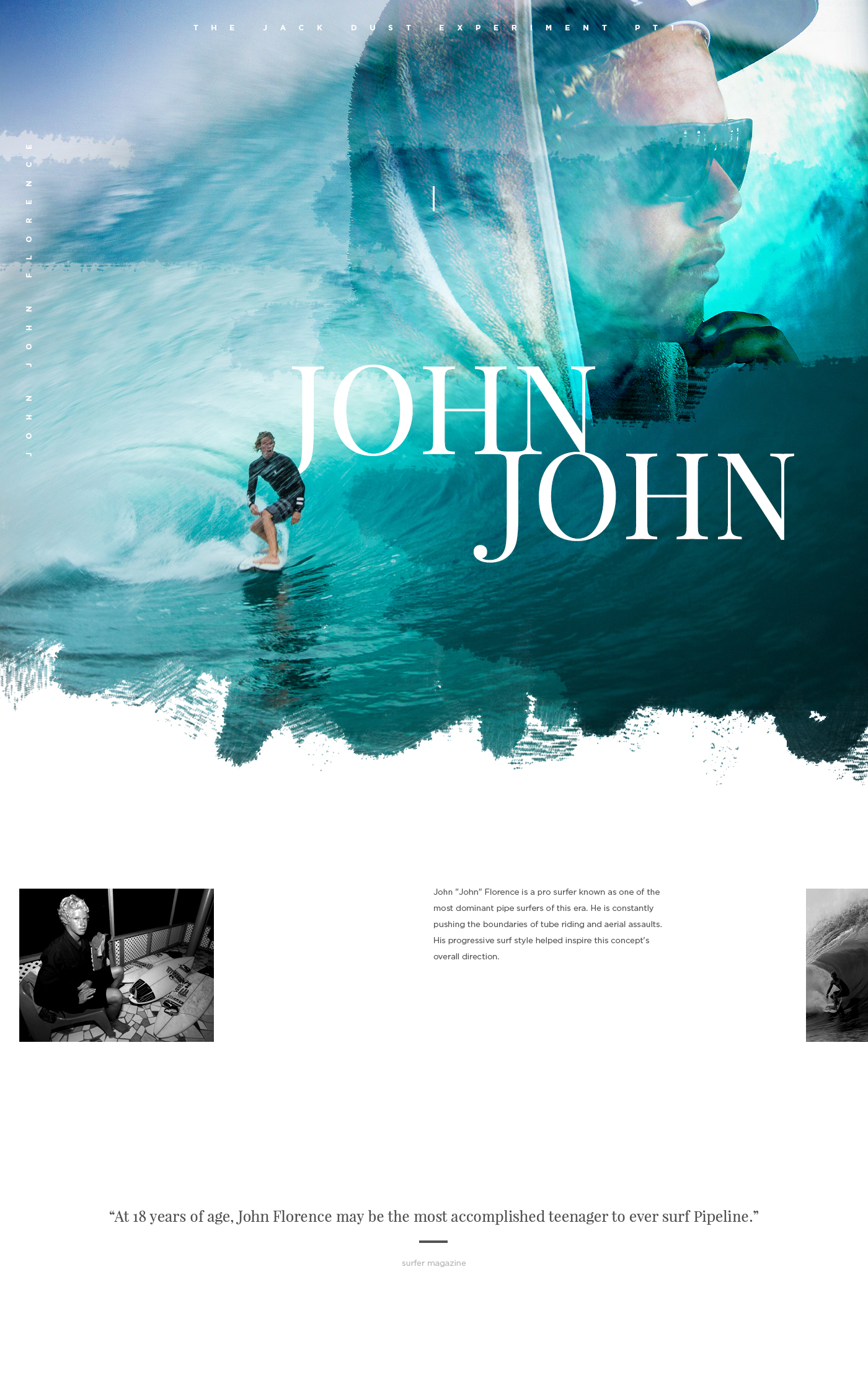 Surf surfing Ocean biography progressive commerce e-commerce landing page Website Web exploded grid design
