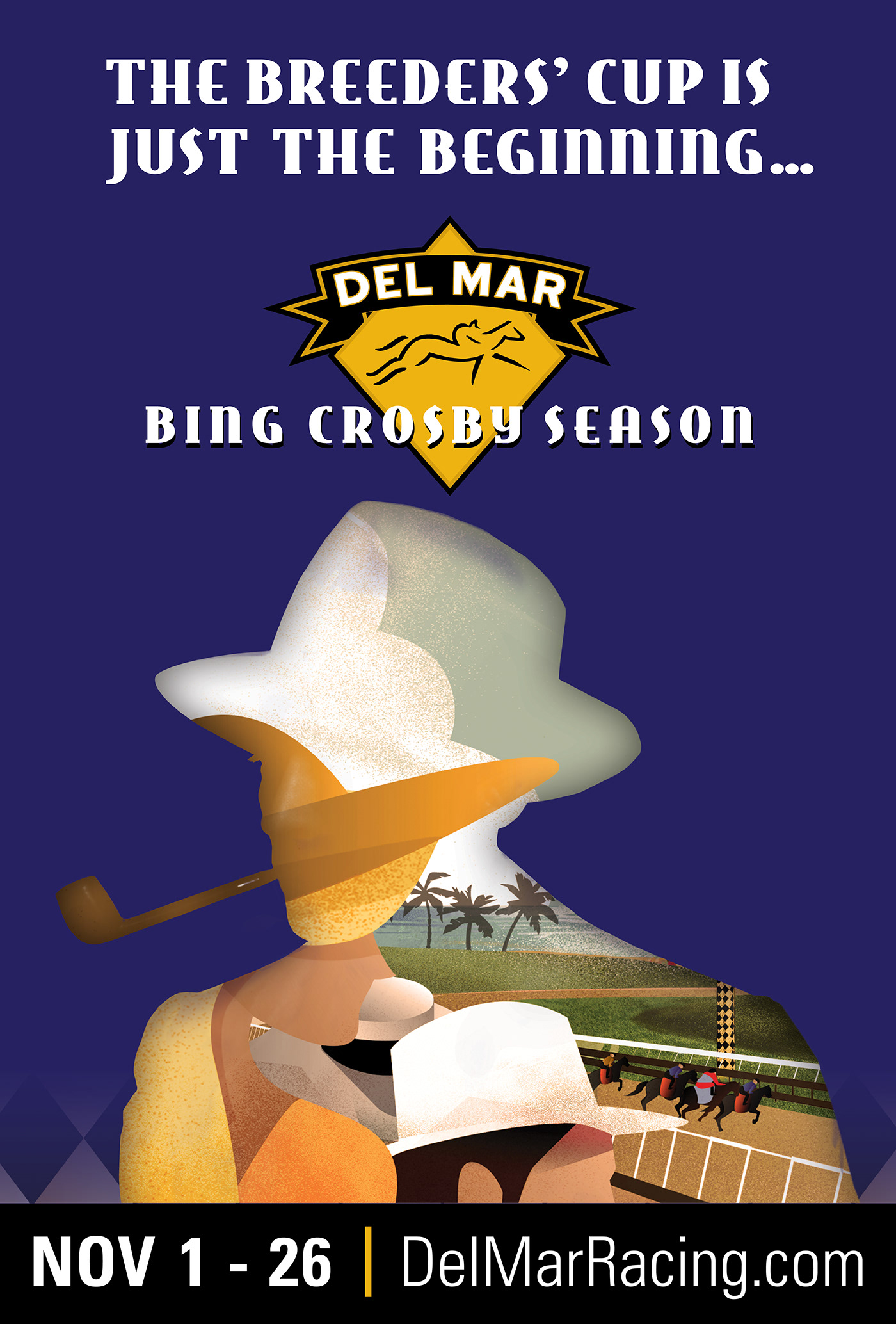 del mar Horse racing Advertising  branding  Bing Crosby Silhouette ILLUSTRATION 