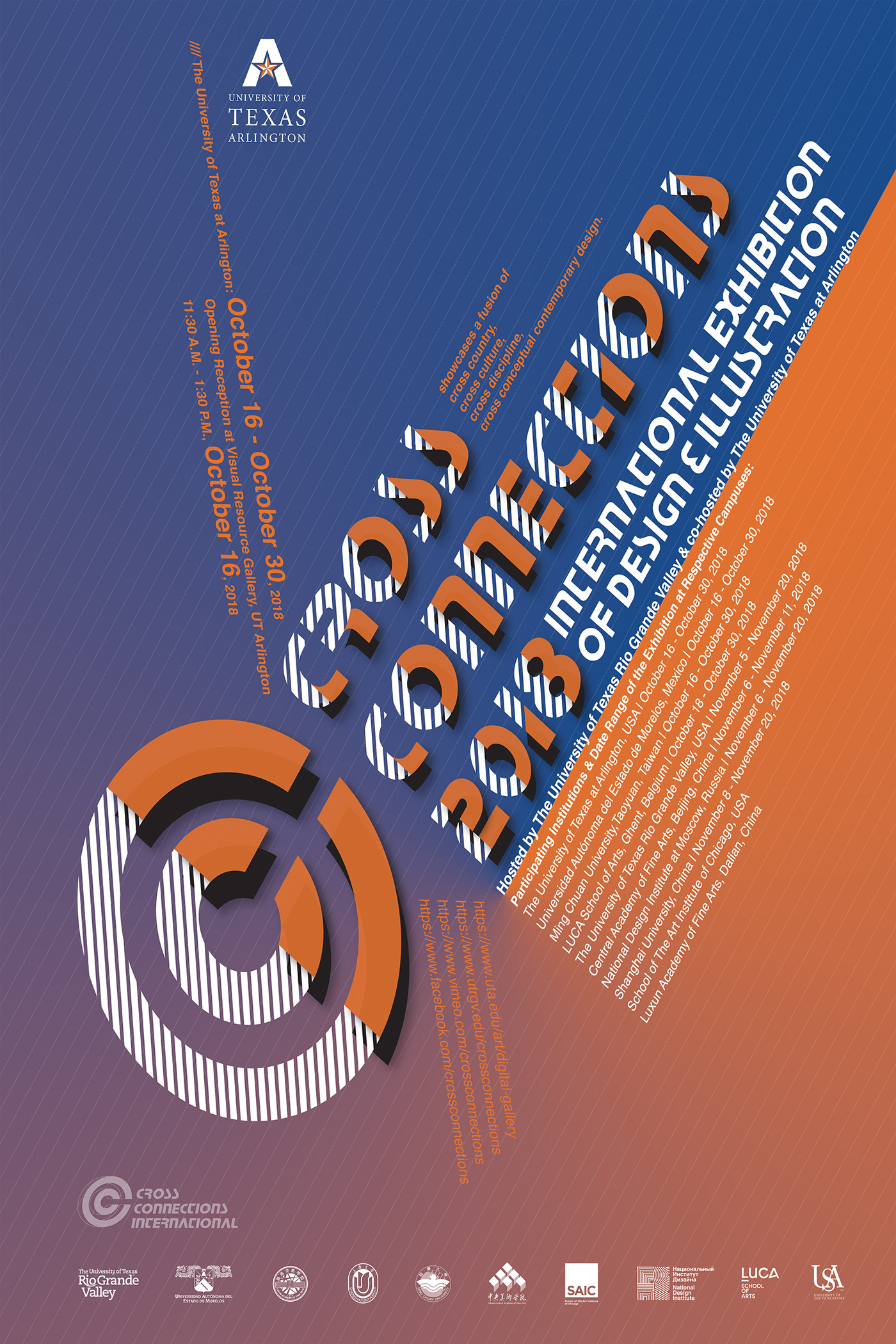 Cross Connections UTRGV Event Poster typography   PING XU PXSTUDIO CC-2018 Cross Connections 2018