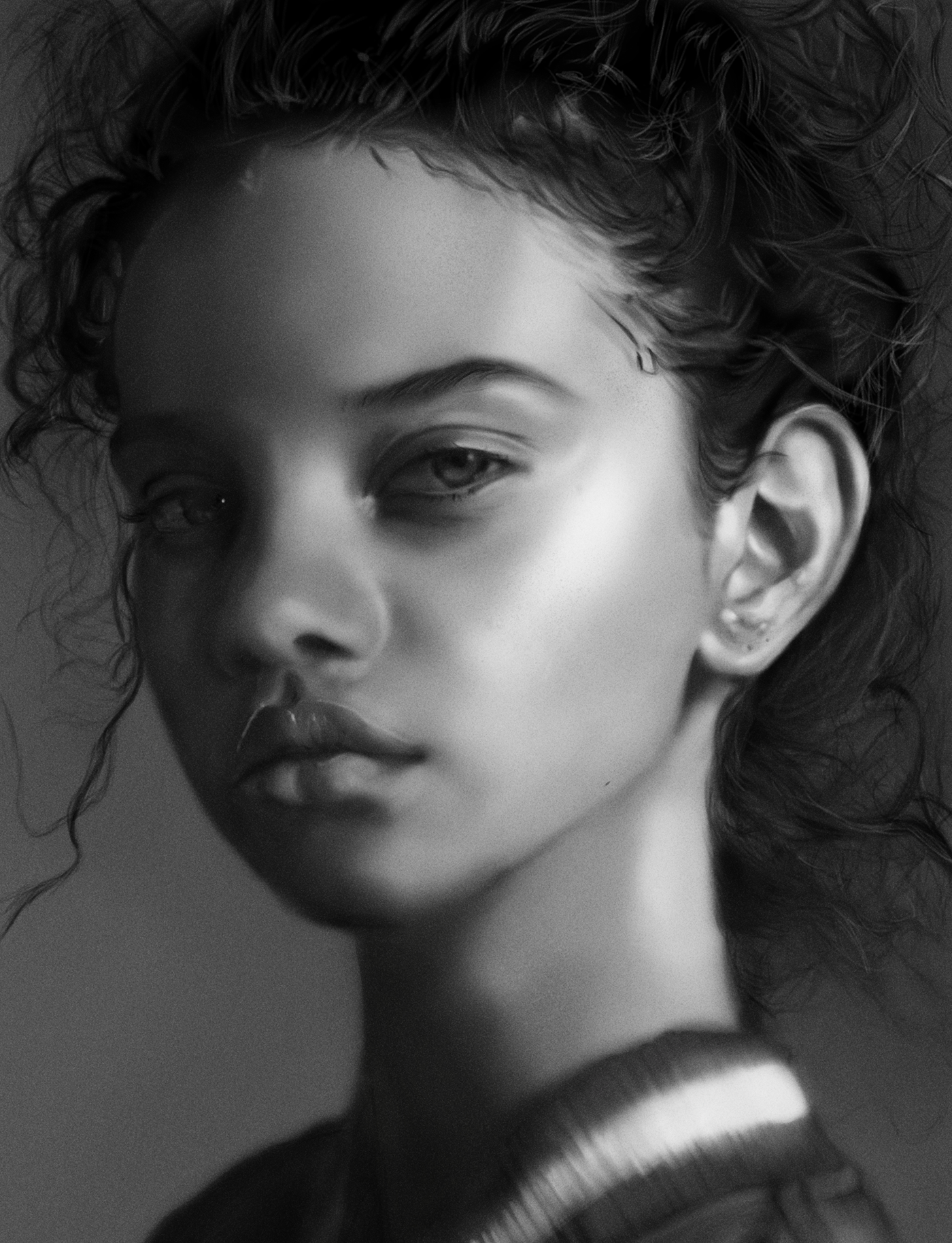 ILLUSTRATION  ilustracion Digital Art  bw art beauty photo portrait freckles girl