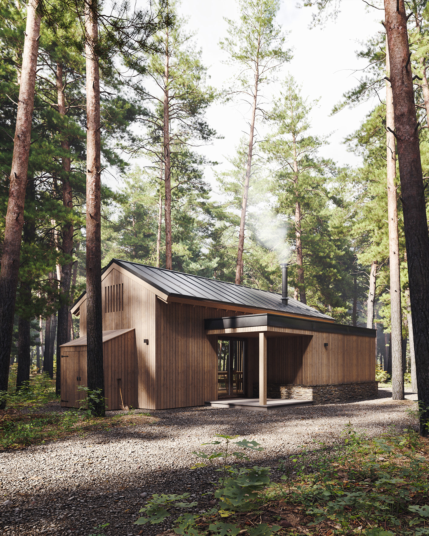 3ds max architecture cabin corona render  corona renderer forest Interior Landscape CGI visualization