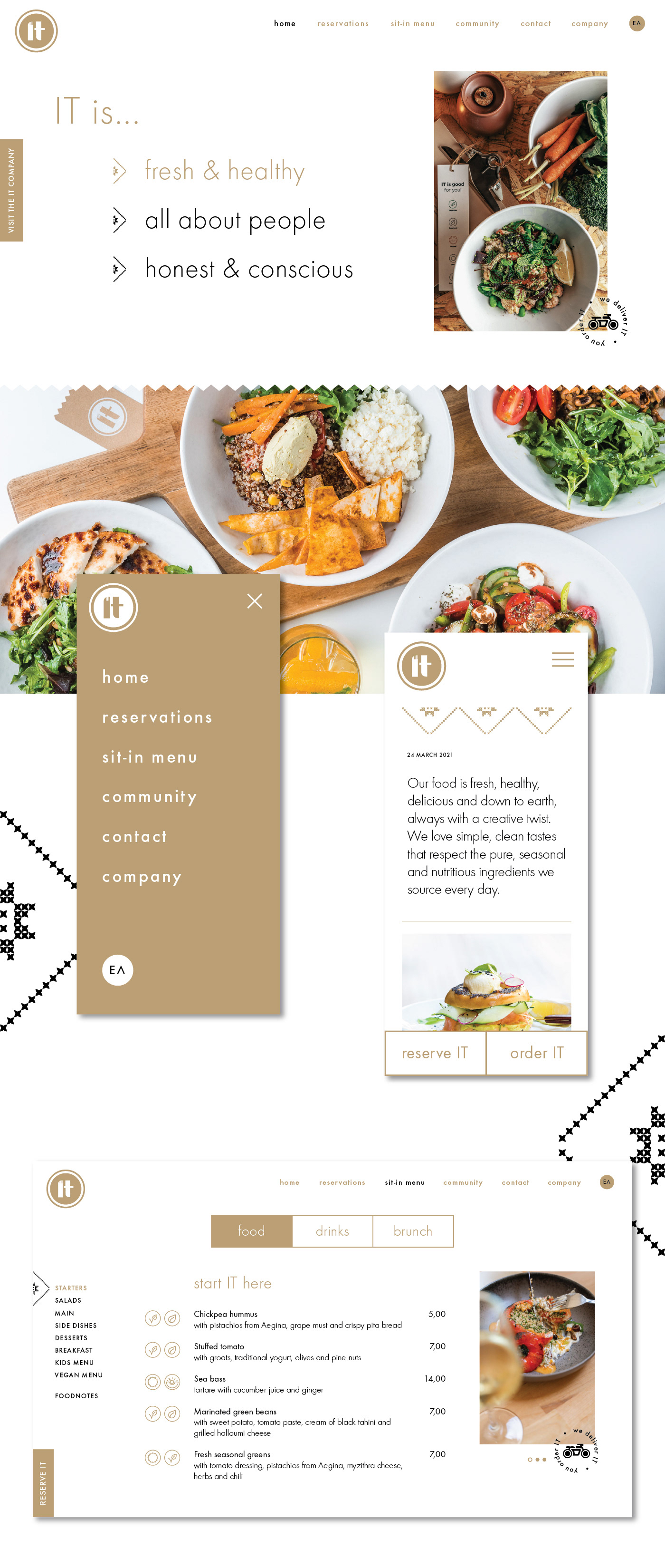 cafe Food  graphic design  Greece menu restaurant UI/UX Web Design  Website