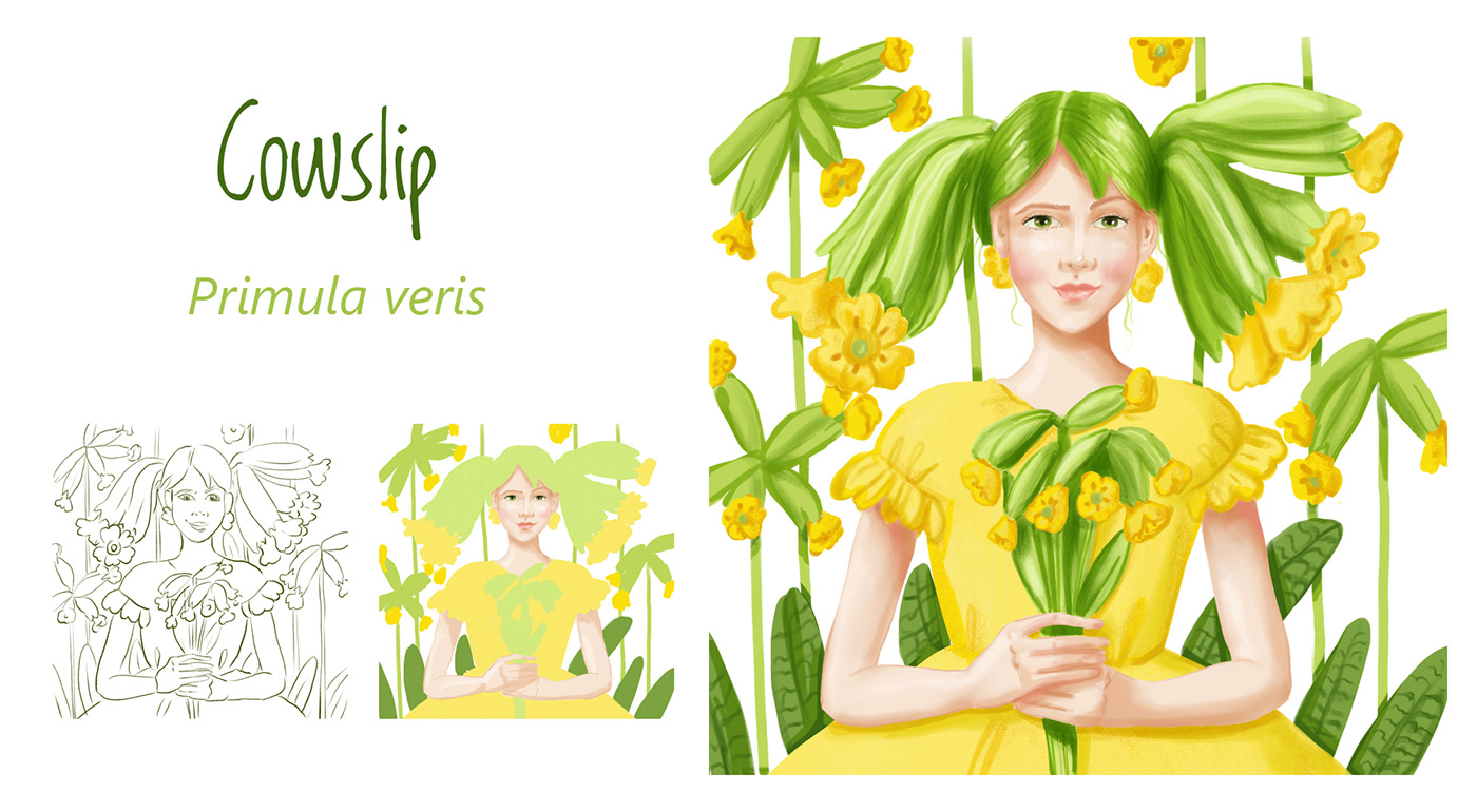 Character design  characters Flowers Humanization ILLUSTRATION  postcards spring spring flowers