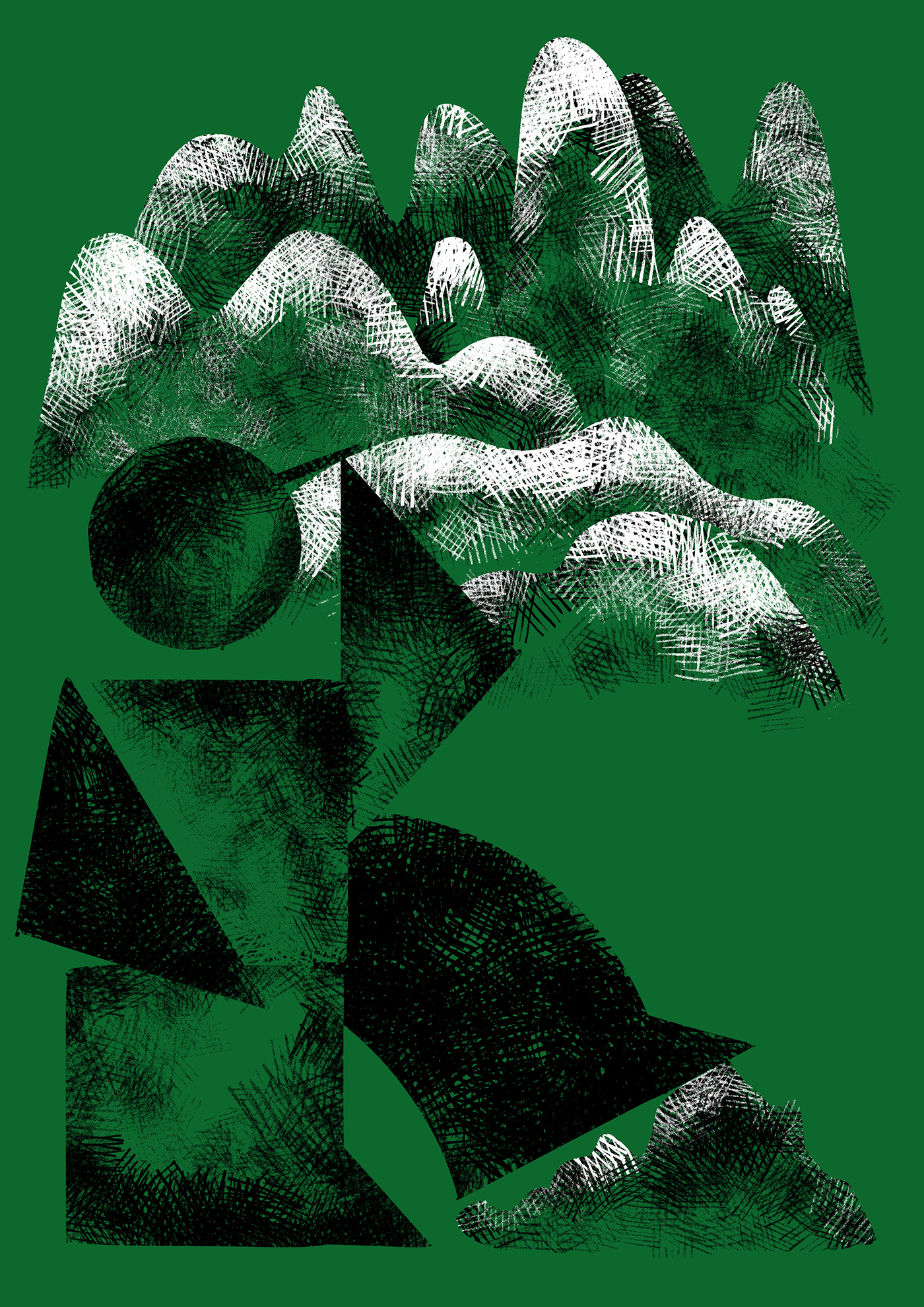 poster adobe fresco behun digital illustration Drawing  fresco green humenne mountain poster Poloniny
