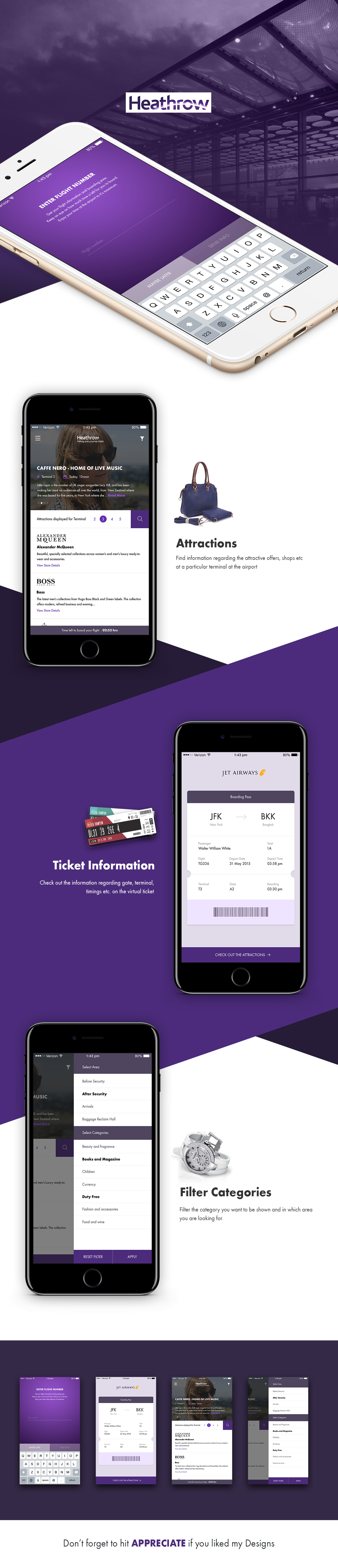 Heathrow airport design app ui design Flight app Travel ticket Mobile app iOS App